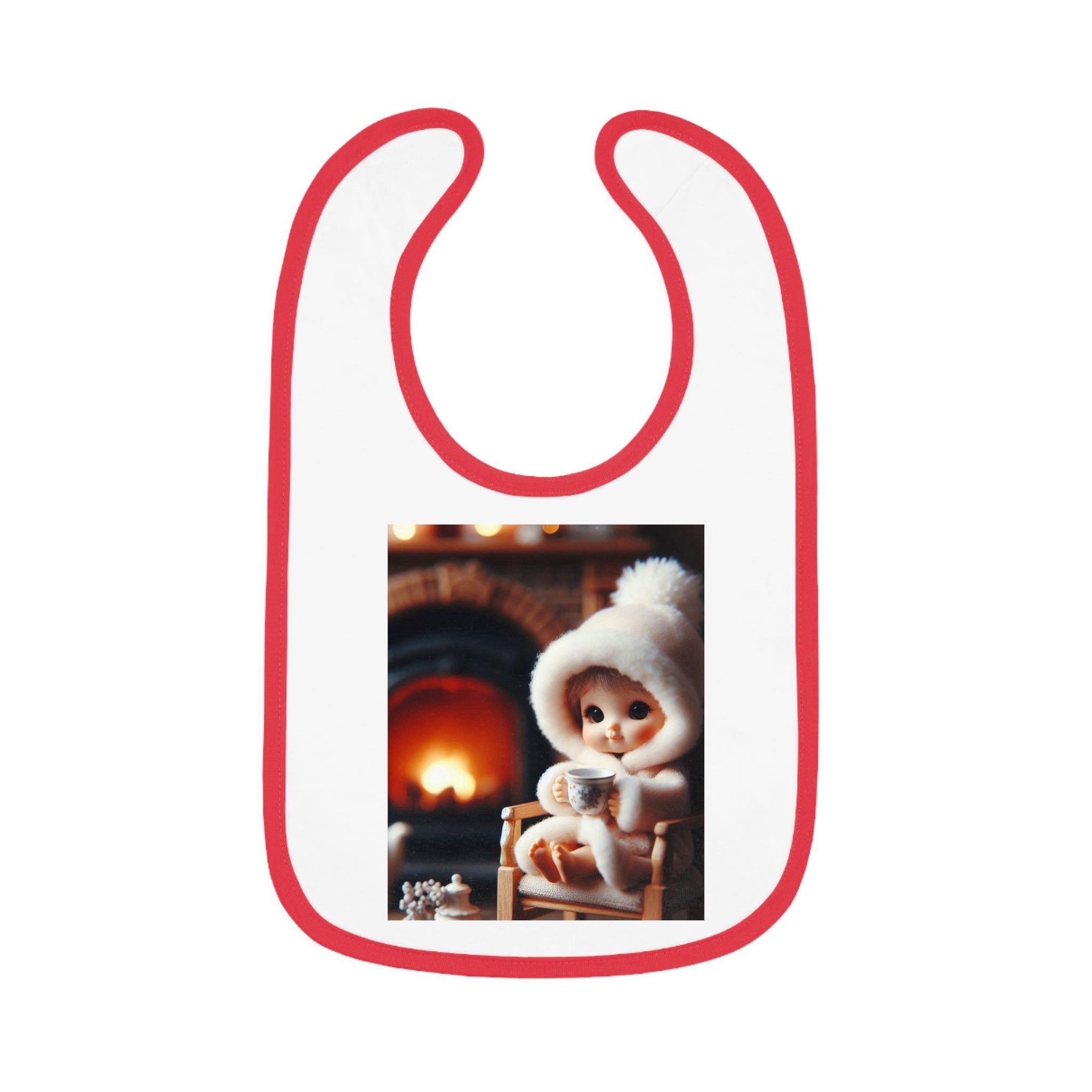 "Cozy Fire" Baby Contrast Trim Jersey Bib
