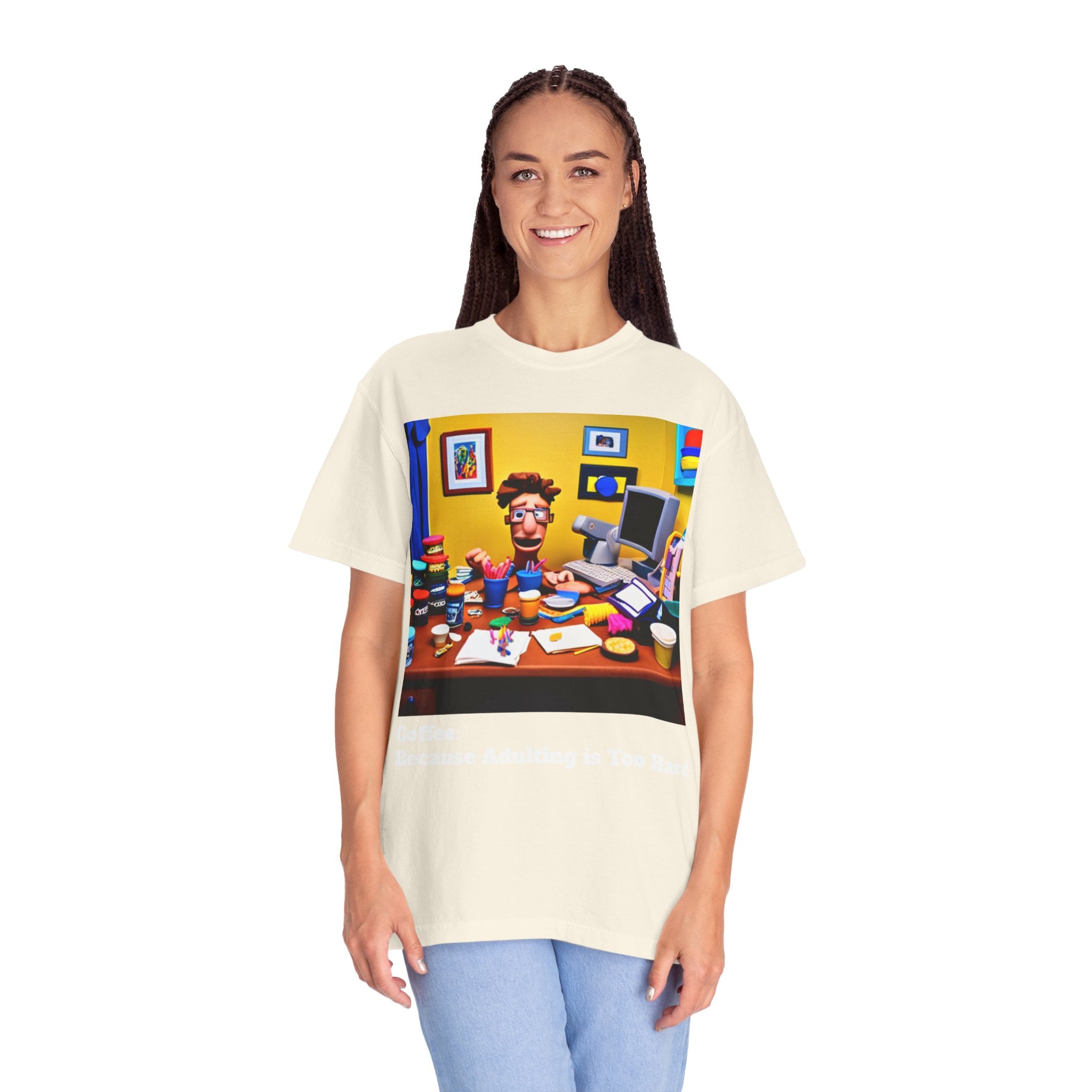 Unisex "Coffee: Because Adulting is Too Hard" Garment-Dyed T-shirt