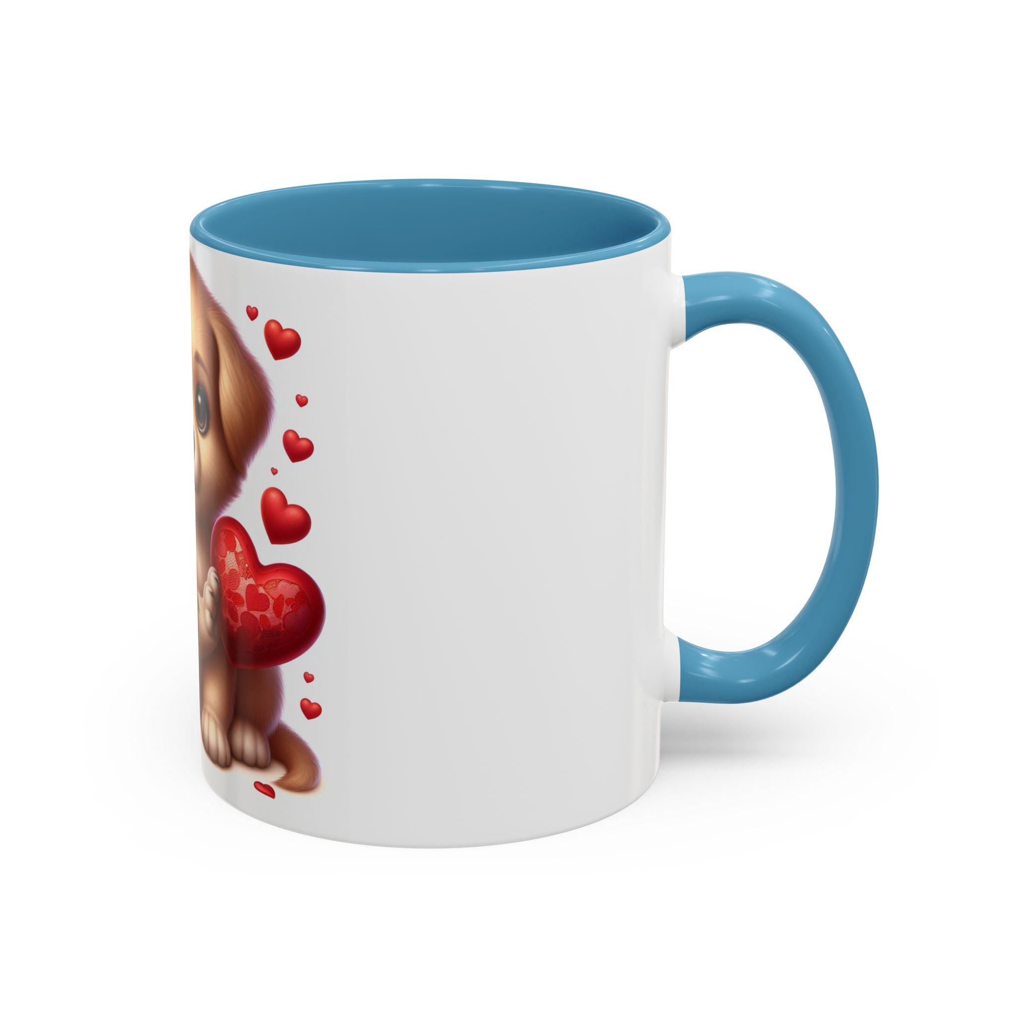 "Puppy and Roses" Accent Coffee Mug (11, 15oz)