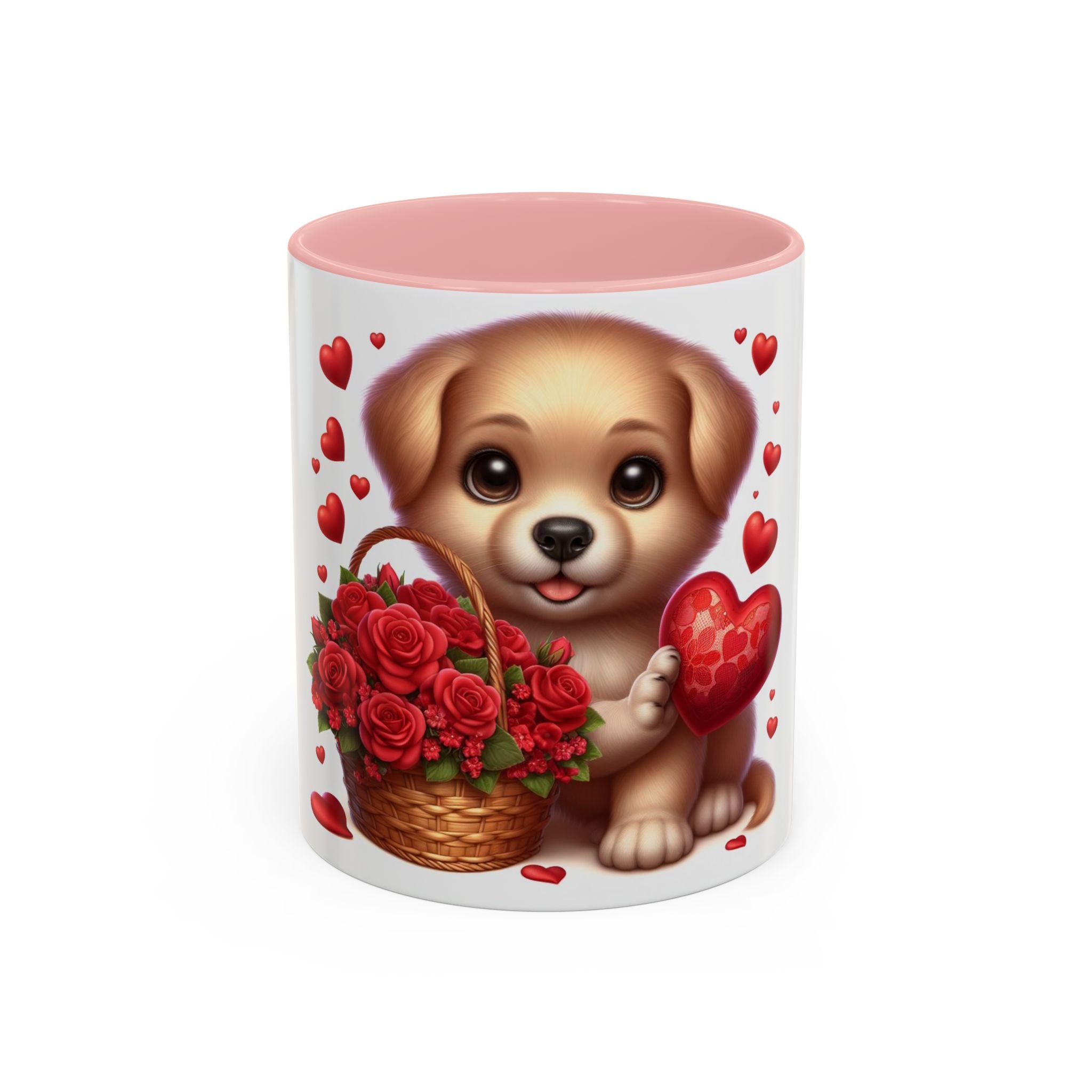 "Puppy and Roses" Accent Coffee Mug (11, 15oz)