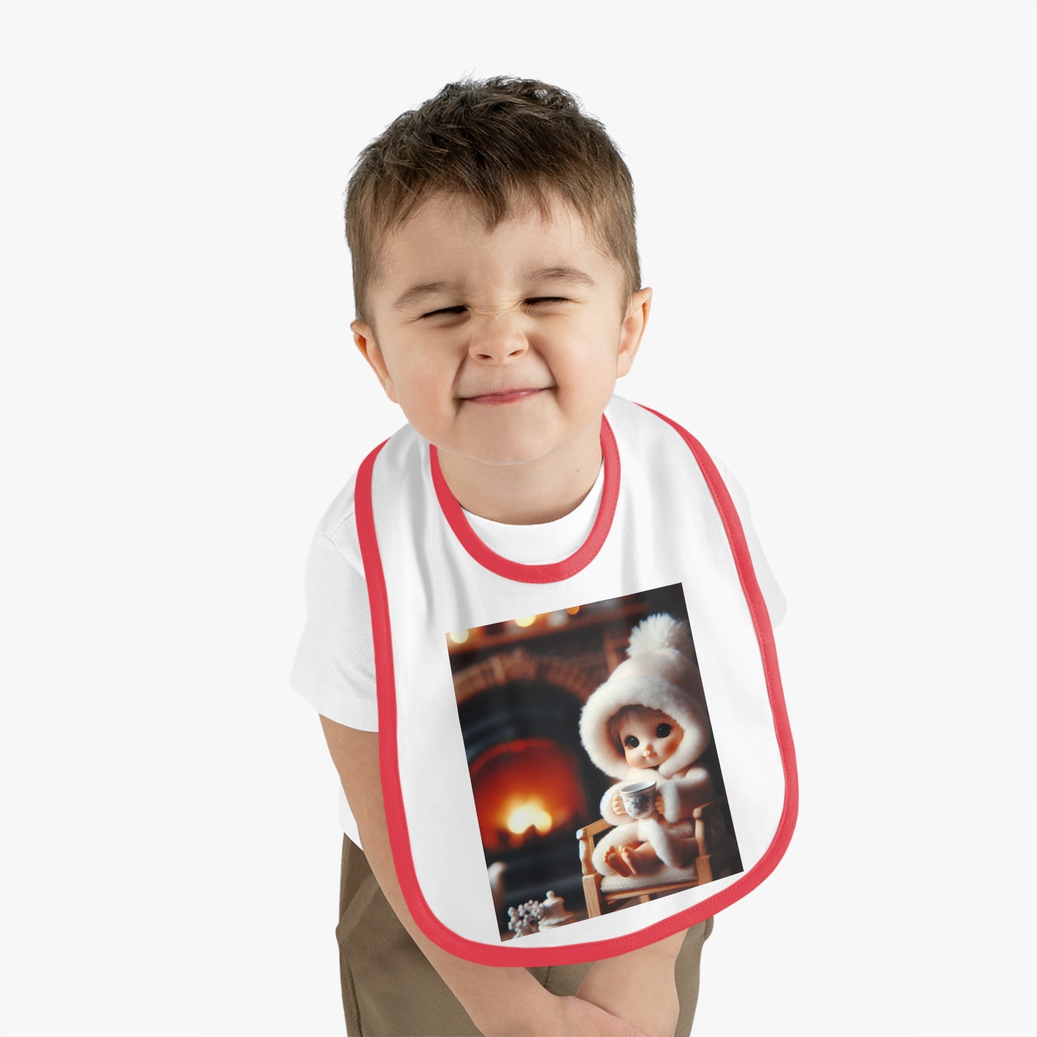 "Cozy Fire" Baby Contrast Trim Jersey Bib