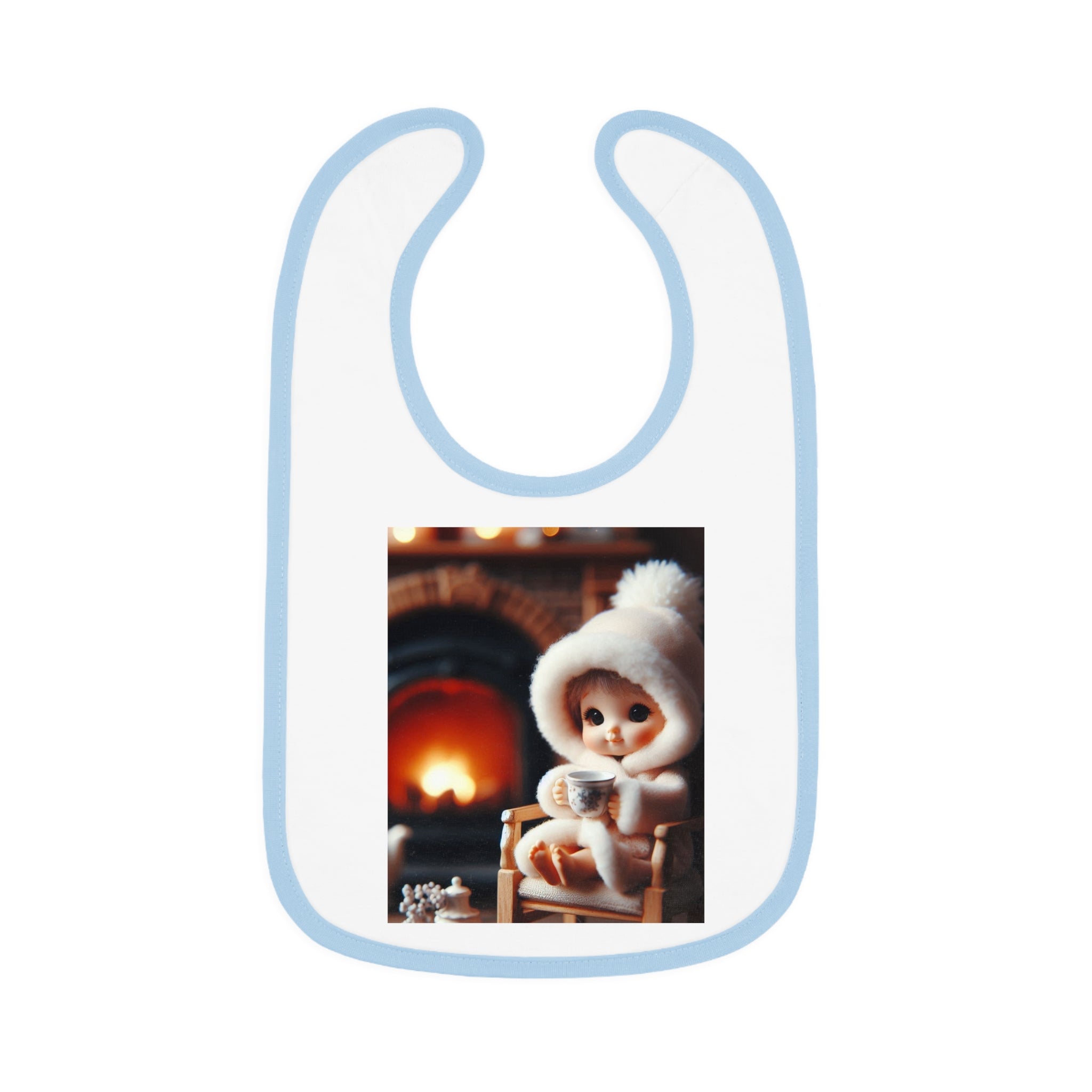 "Cozy Fire" Baby Contrast Trim Jersey Bib