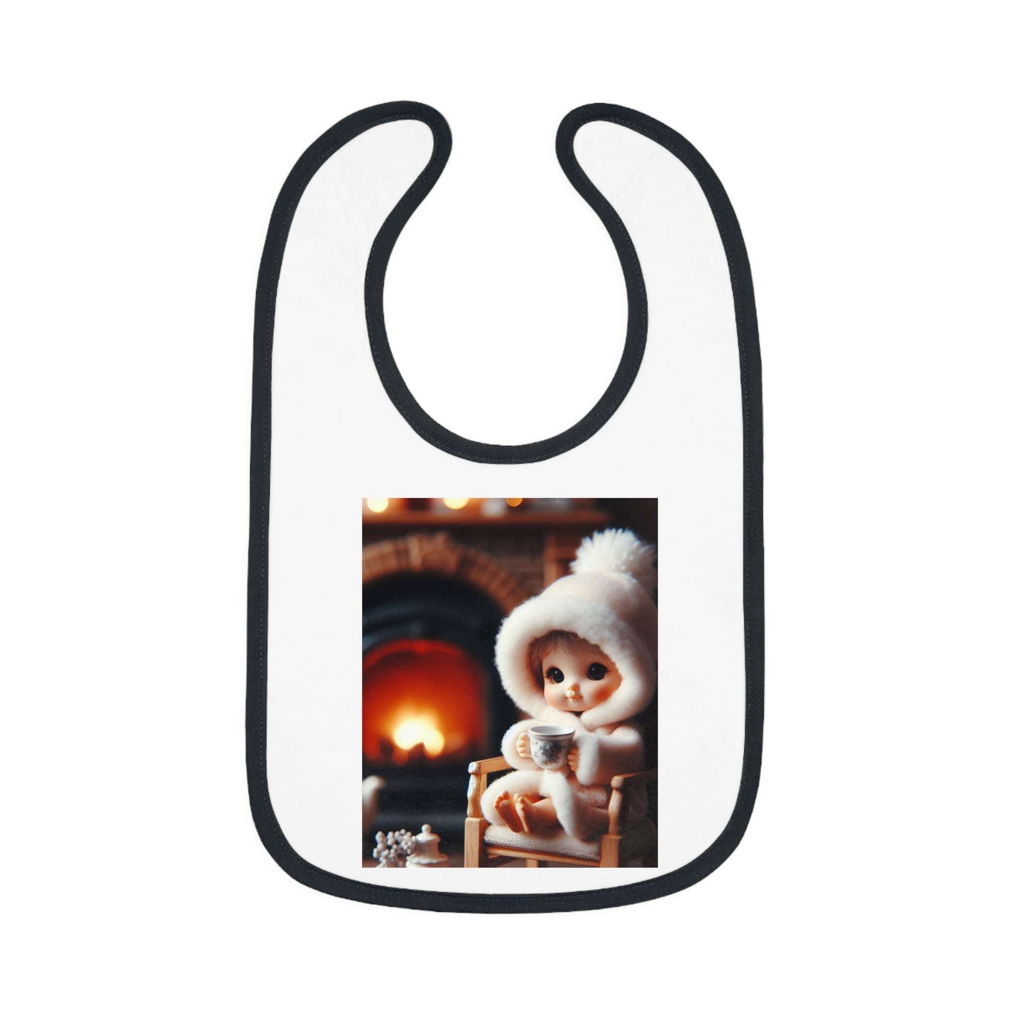 "Cozy Fire" Baby Contrast Trim Jersey Bib