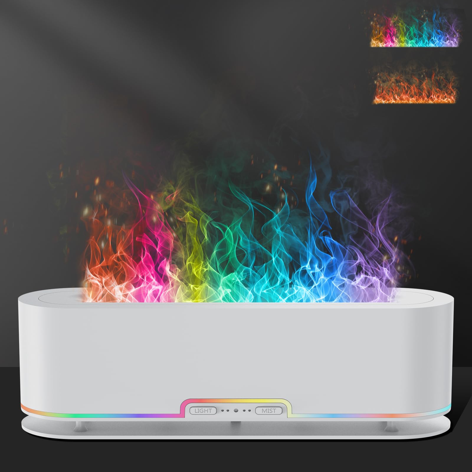 Flame Fire Diffuser Humidifier 200ml – 7‑Color LED Aroma Diffuser with Auto‑Off & 12H Timer | Ultra‑Quiet Essential Oil Diffuser for Home, Bedroom & Office