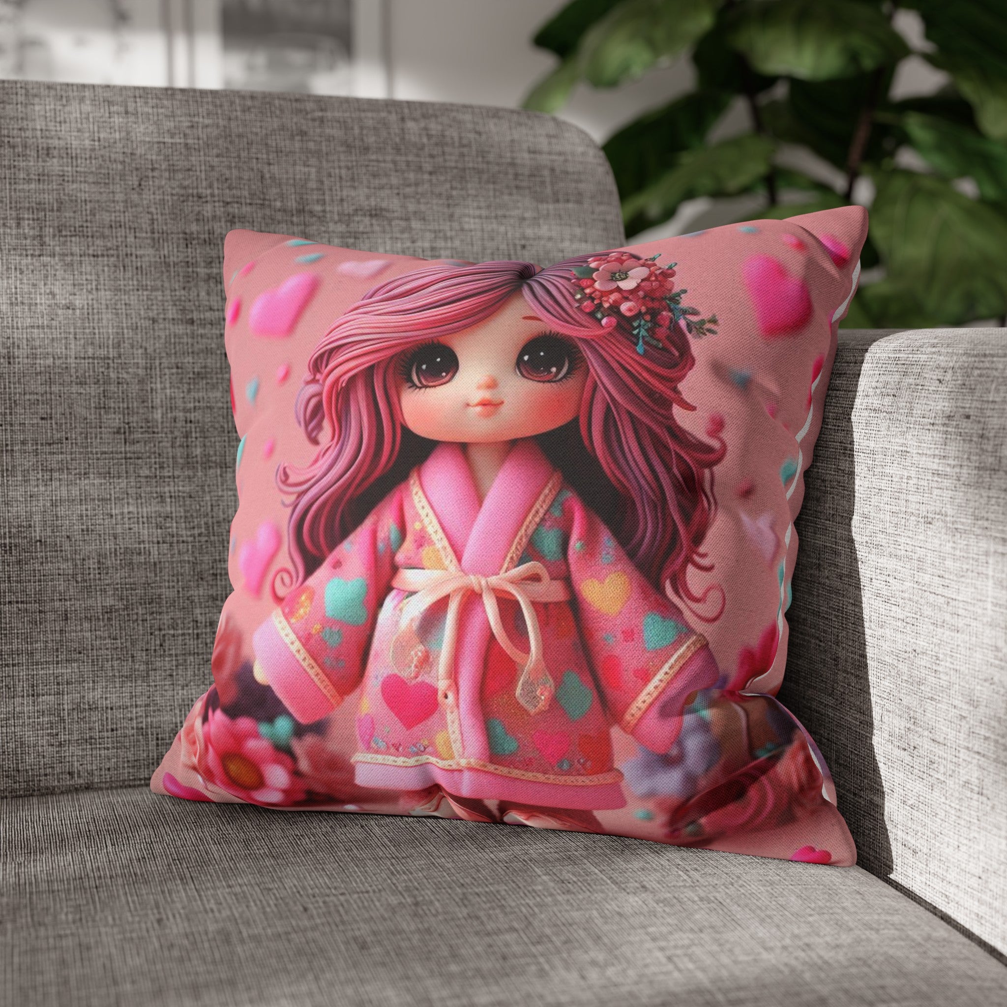Spun Polyester Square Pillowcase