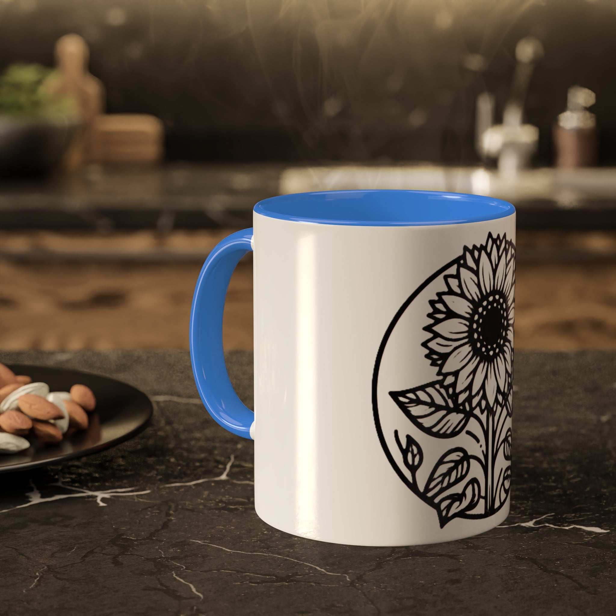 "White Sunflower" Colorful Mugs, 11oz