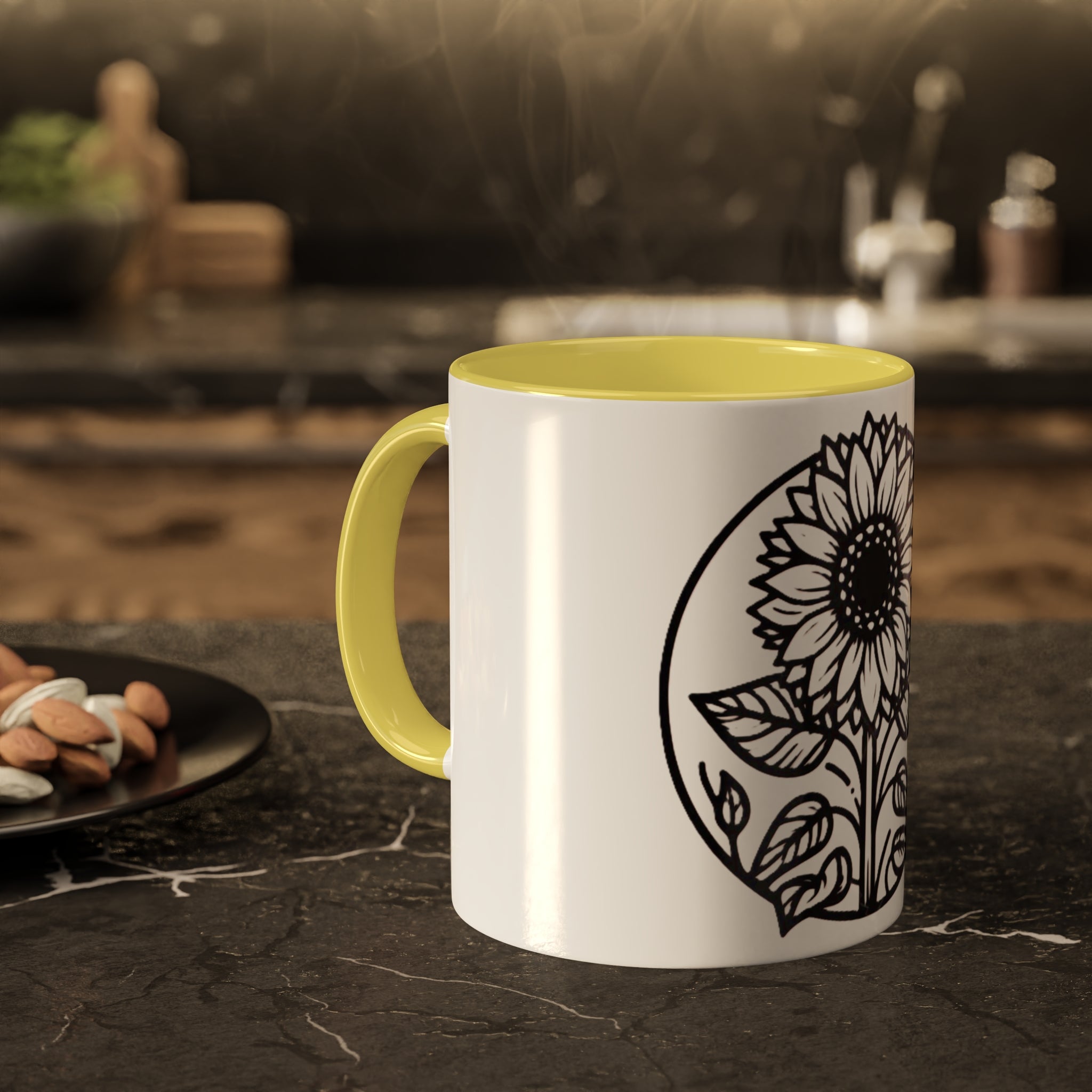 "White Sunflower" Colorful Mugs, 11oz