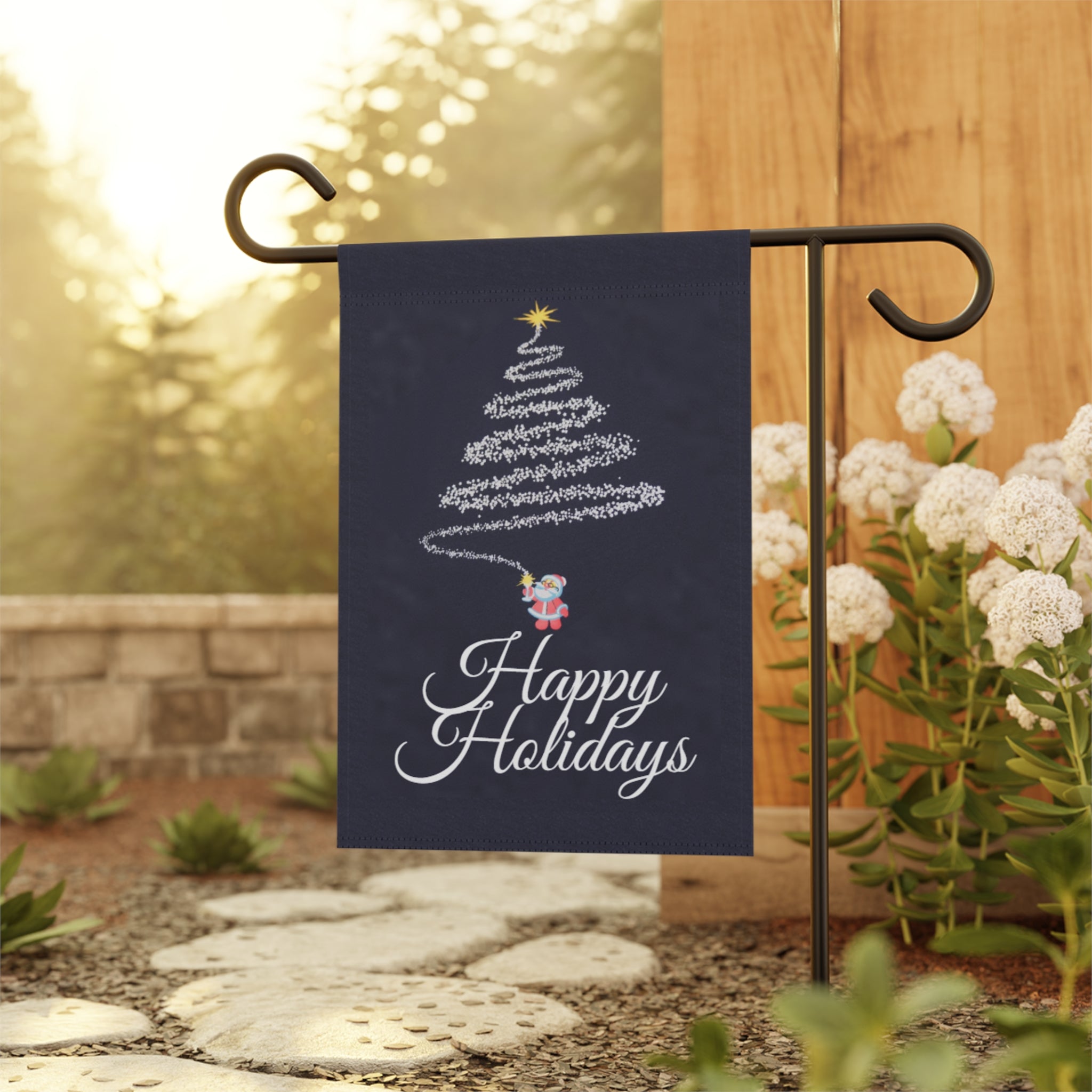 Fireworks Christmas Tree Pattern Garden & House Banner
