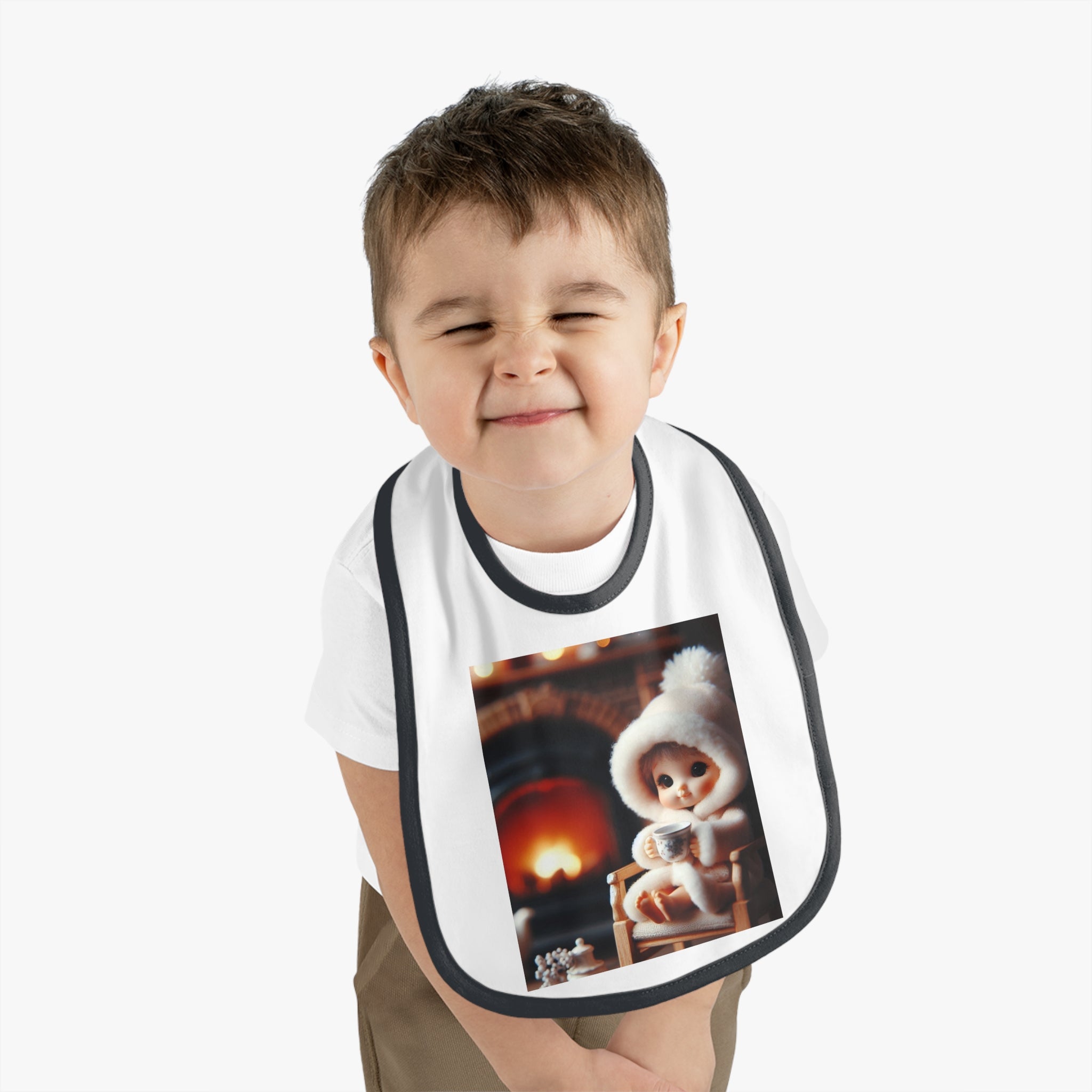 "Cozy Fire" Baby Contrast Trim Jersey Bib