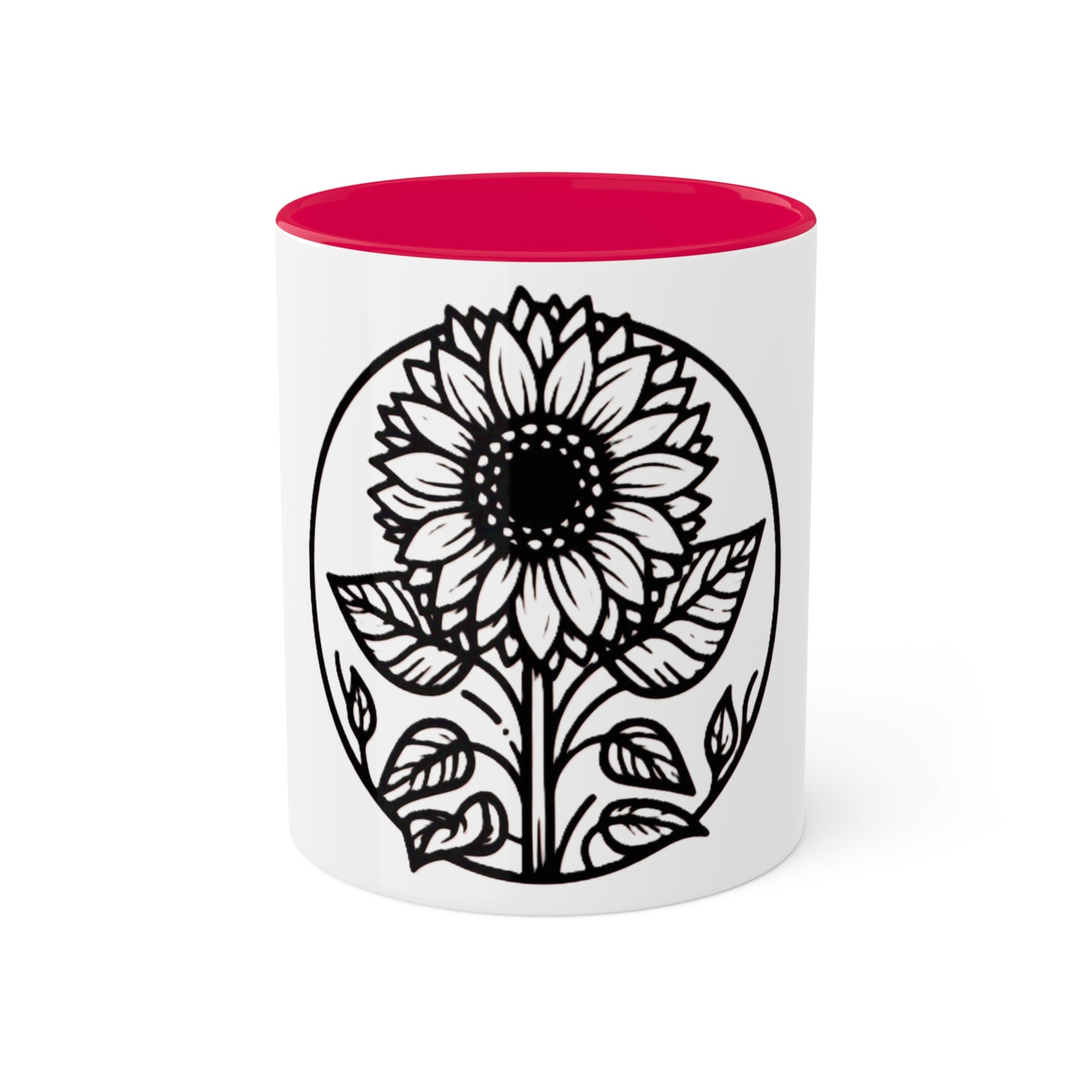 "White Sunflower" Colorful Mugs, 11oz