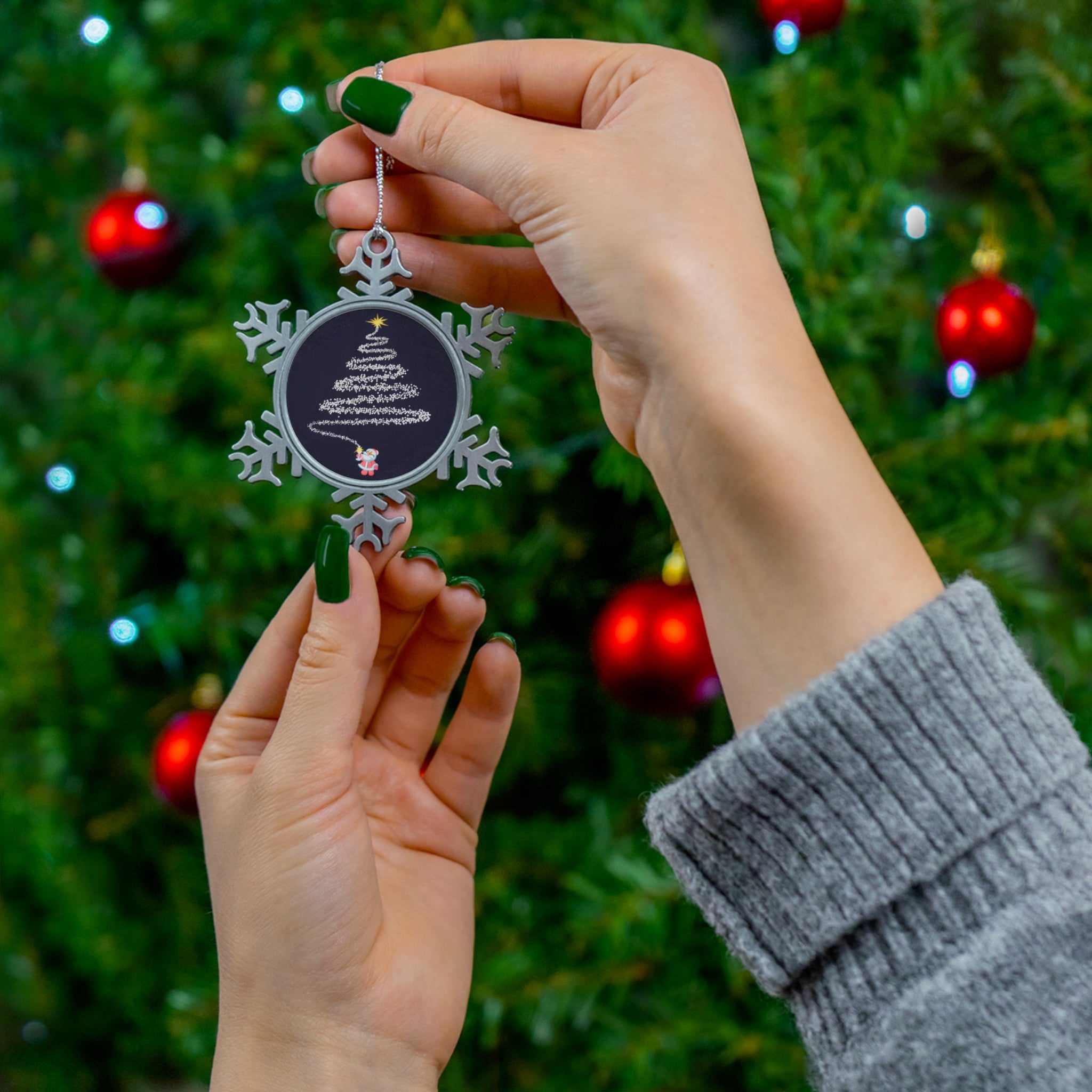 Firework Tree Pewter Snowflake Ornament