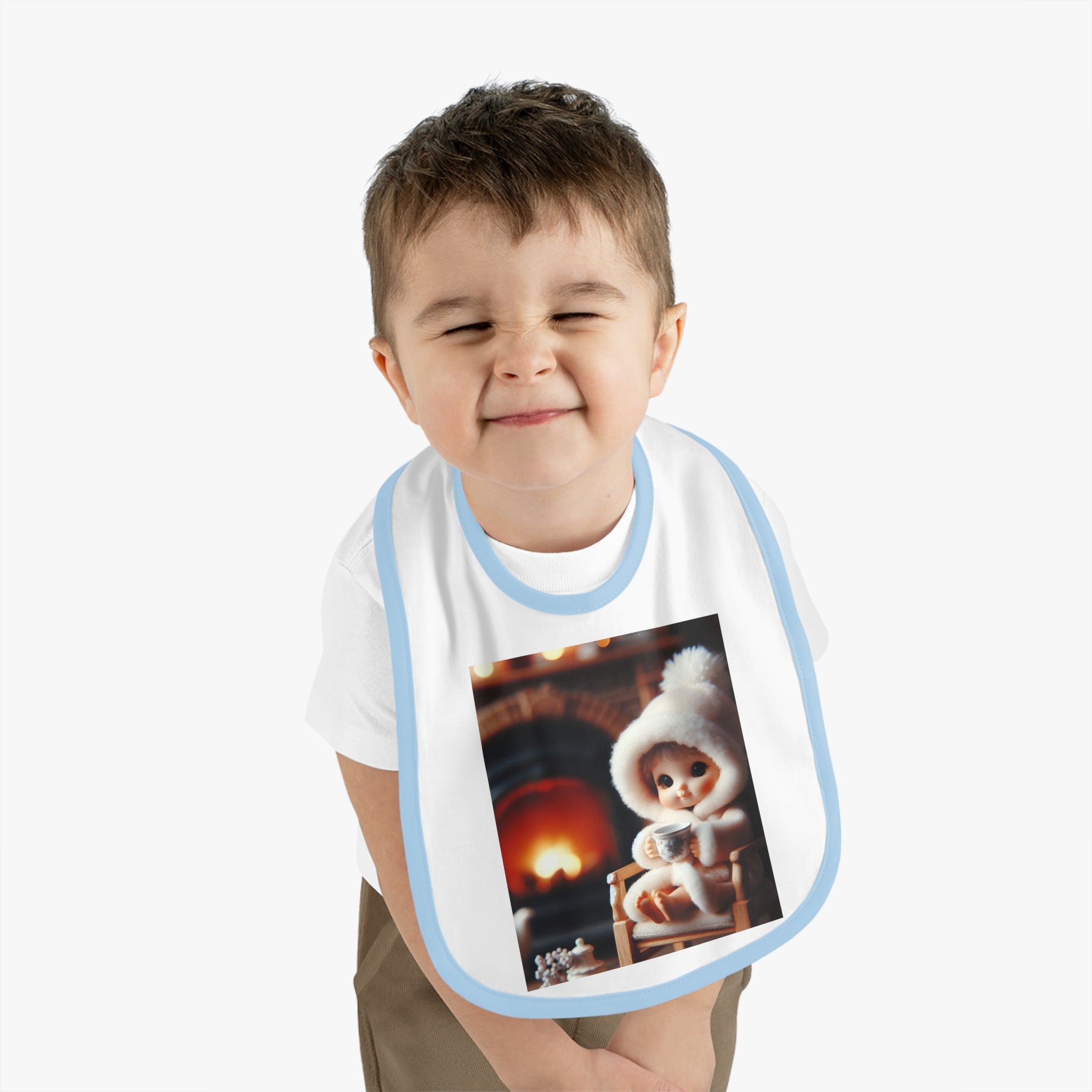"Cozy Fire" Baby Contrast Trim Jersey Bib
