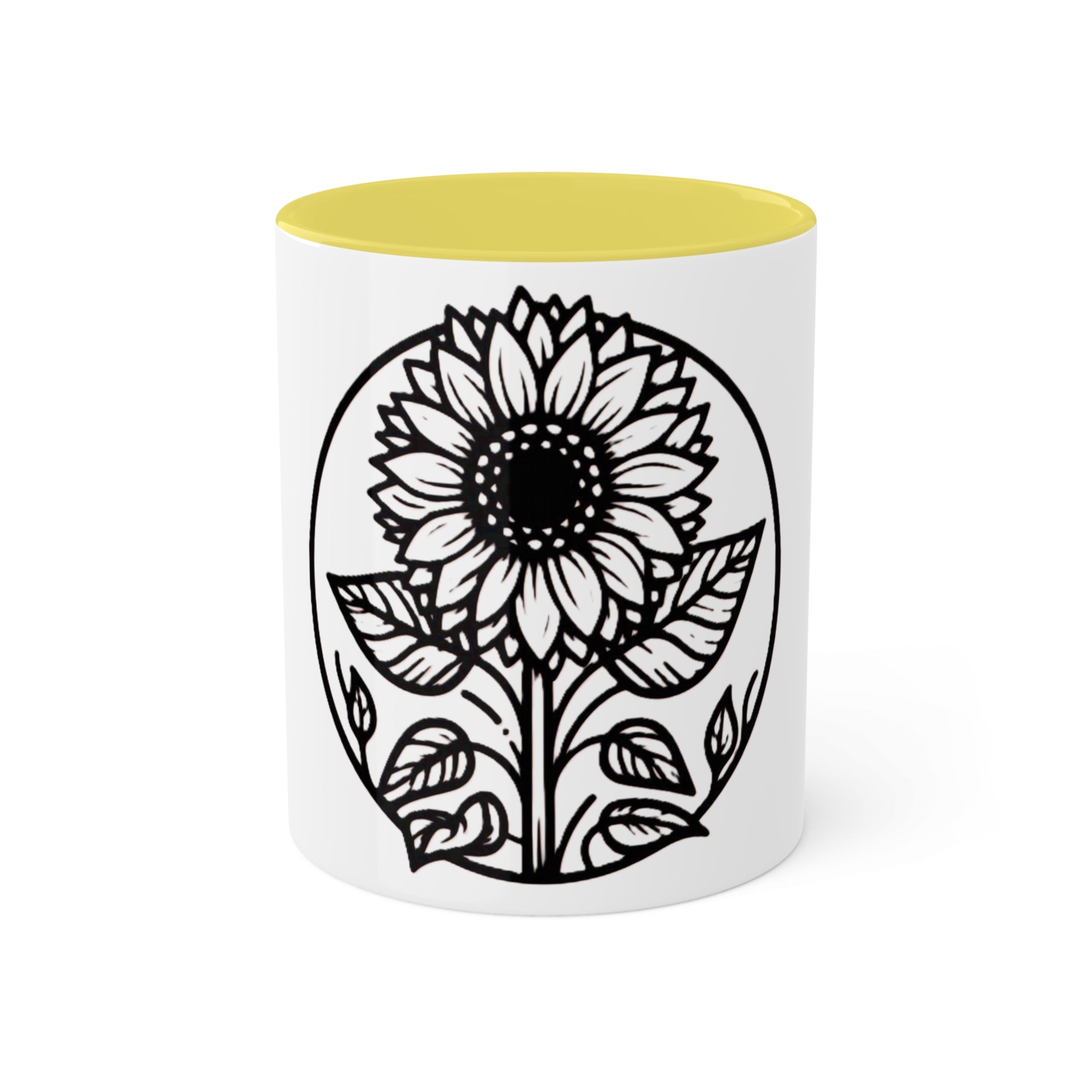 "White Sunflower" Colorful Mugs, 11oz