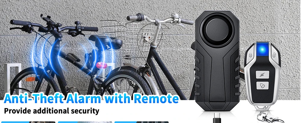 Hollarm Wireless Bicycle Vibration Alarm Rechargeable Waterproof Motorcycle Bike Alarms Remote Control Anti Lost Security Sensor