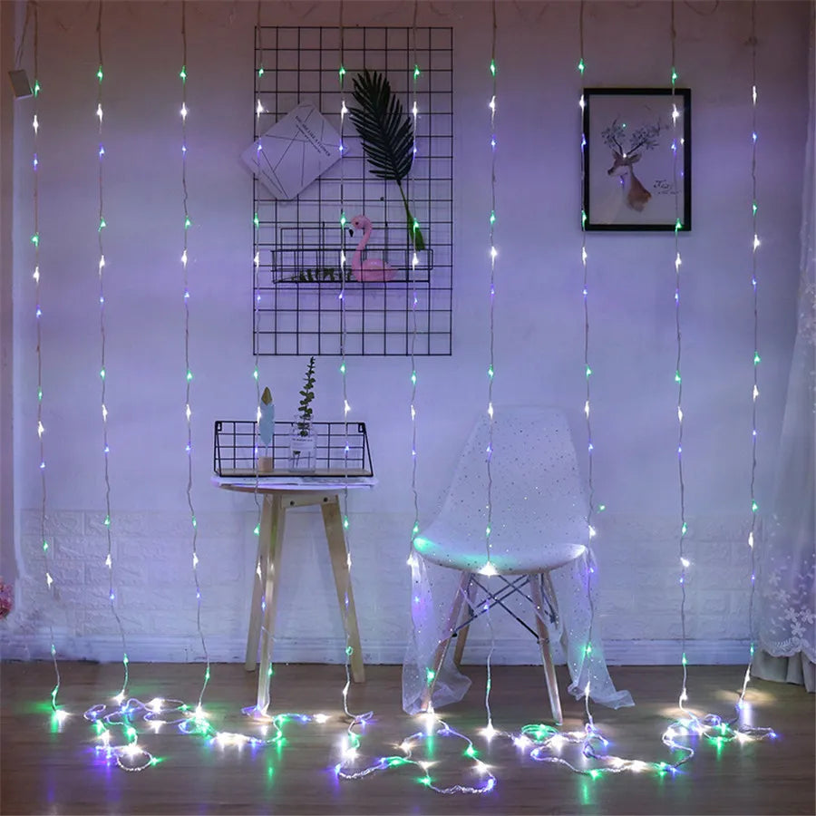 LED Meteor Shower Rain Waterfall Curtain Lights