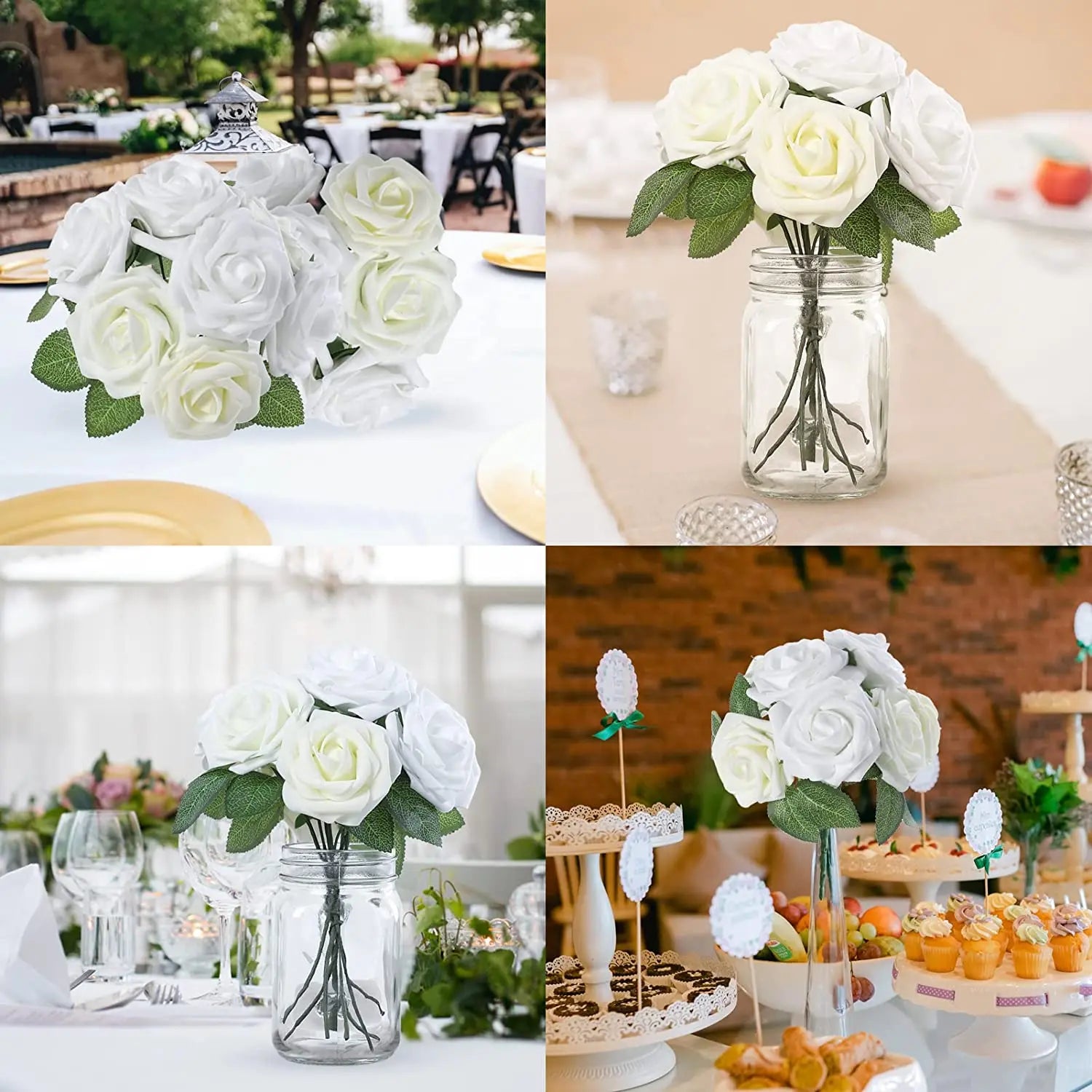 25pcs Real‑Looking Artificial Roses – Soft PE Foam Flower Heads for DIY Wedding Bouquets, Party Décor, Baby Shower & Home Arrangements