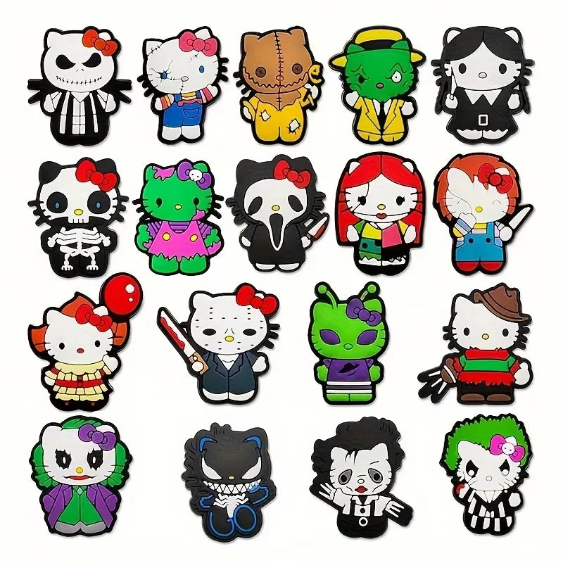 18pcs Halloween Cat Shoe Charms | PVC Decorations for Clogs, Bubble Slides & Bogg Bags