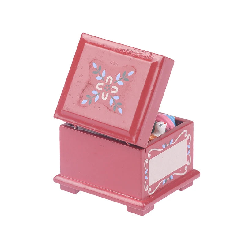 1PC Wood Fairy Resin Dollhouse Miniature Toy Box