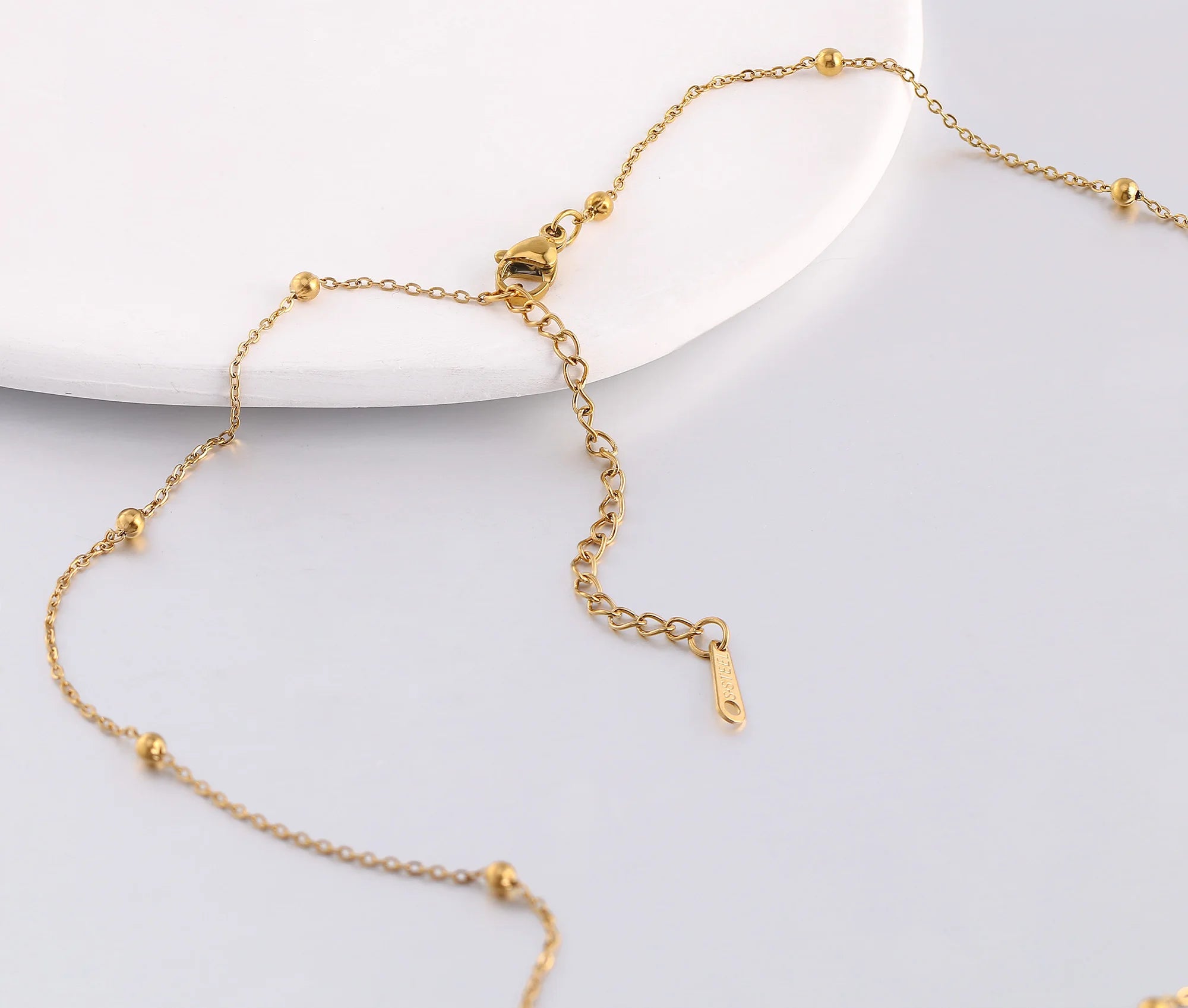 5‑Piece Stainless Steel Chain Necklace Set – Bead, Rope, Cuban, Paperclip & Snake Link Chains for Women, 18K Gold & Steel DIY Jewelry