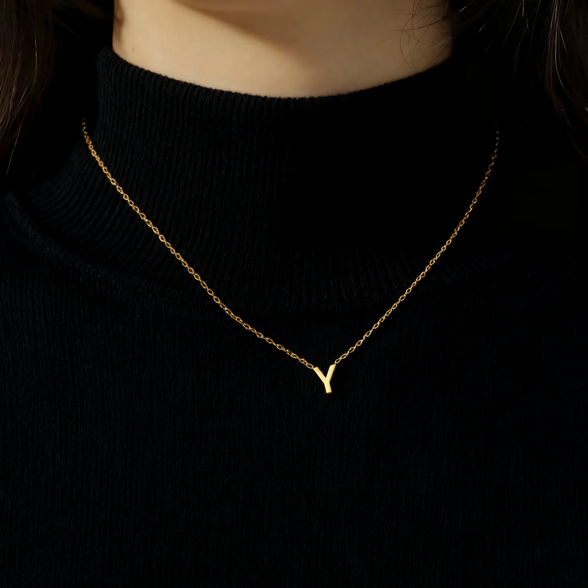 Minimalist Initial Necklace A–Z – Stainless Steel Letter Pendant Choker for Women (Gold & Steel)