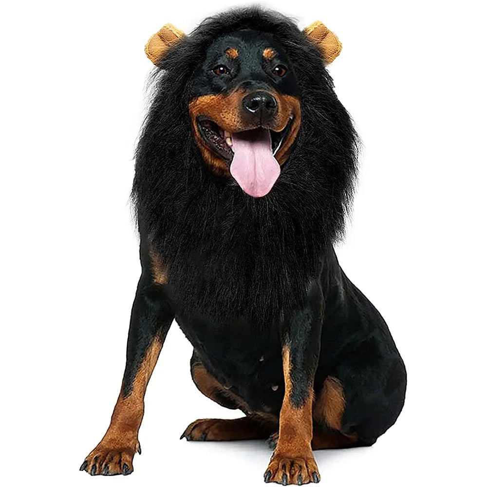 Realistic Lion Mane Dog Costume | Medium & Large Dog Cosplay Wig with Ears | Halloween Pet Outfit