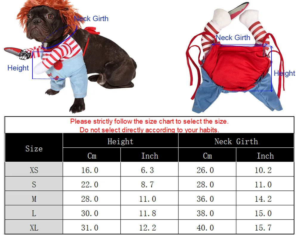 Funny Cat Halloween Costume | Pet Cosplay Jumpsuit for Small & Medium Dogs | Soft Warm Kitten Outfit with Foam Knife