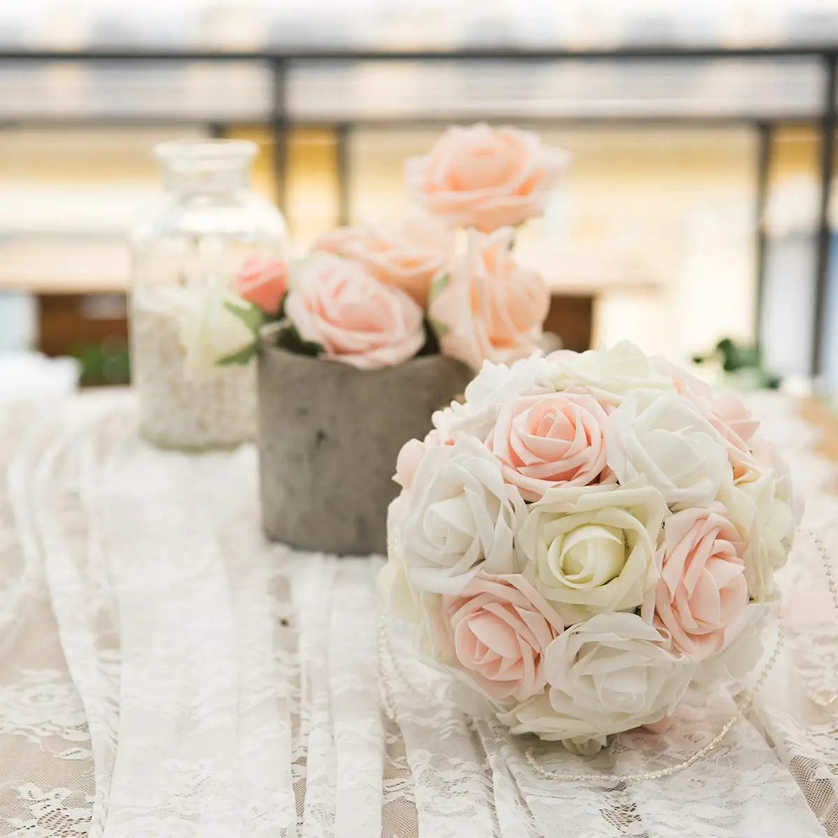 25pcs Real‑Looking Artificial Roses – Soft PE Foam Flower Heads for DIY Wedding Bouquets, Party Décor, Baby Shower & Home Arrangements