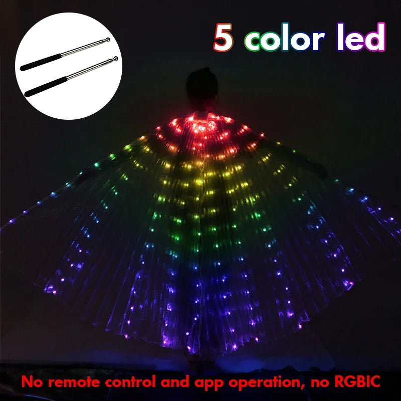 RGB IC LED Belly Dance Wings | Smart Remote Control Butterfly Costume | DIY Color Performance Props for Adults