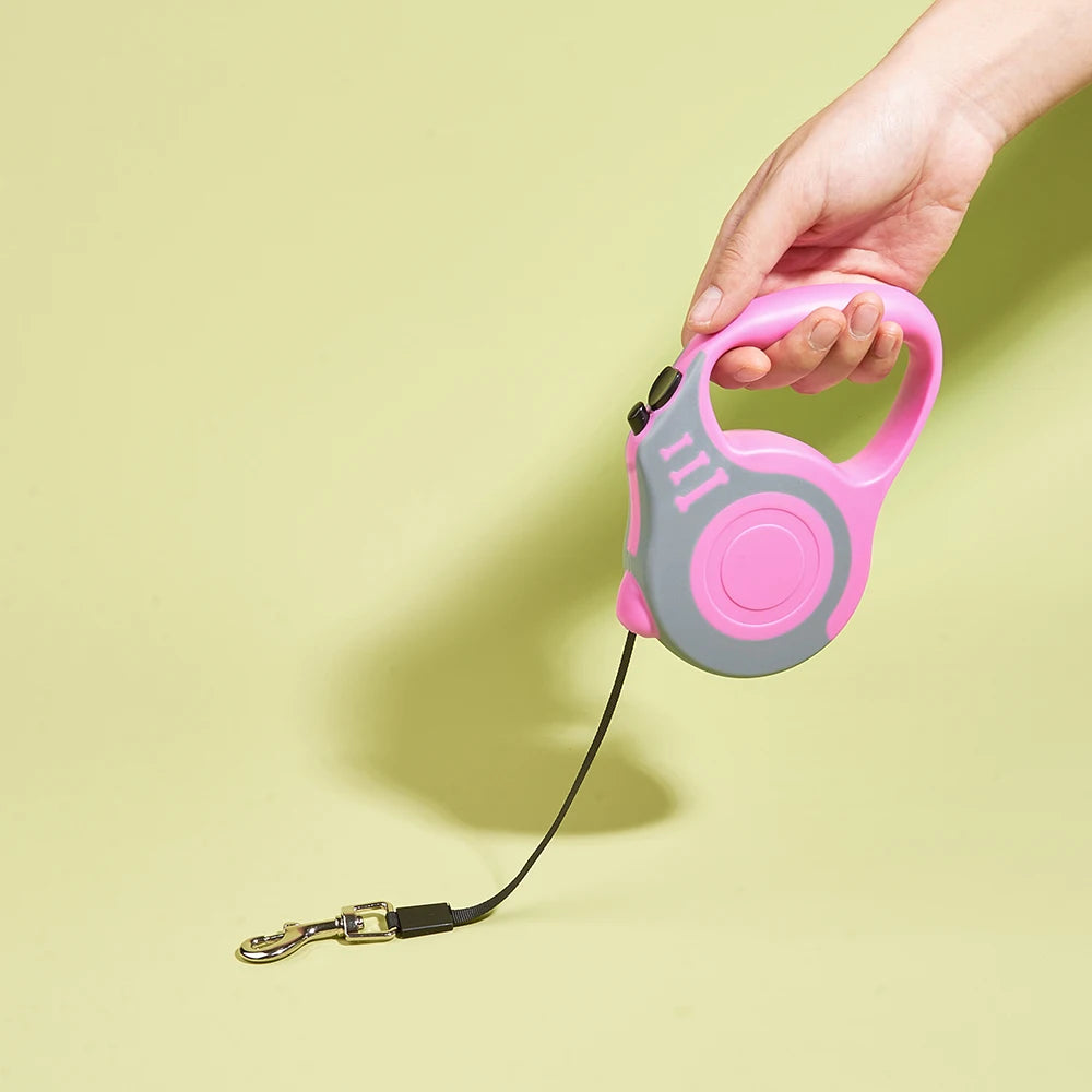 Retractable Dog Leash 3m/5m – Tangle‑Free Nylon Lead for Small & Medium Pets