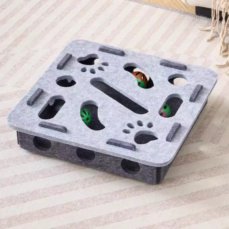 Interactive Cat Puzzle Maze Toy – Felt Box with Bell Ball for Smart Play