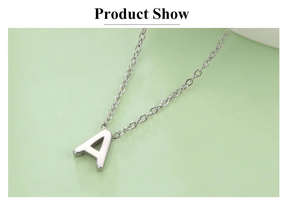Minimalist Initial Necklace A–Z – Stainless Steel Letter Pendant Choker for Women (Gold & Steel)