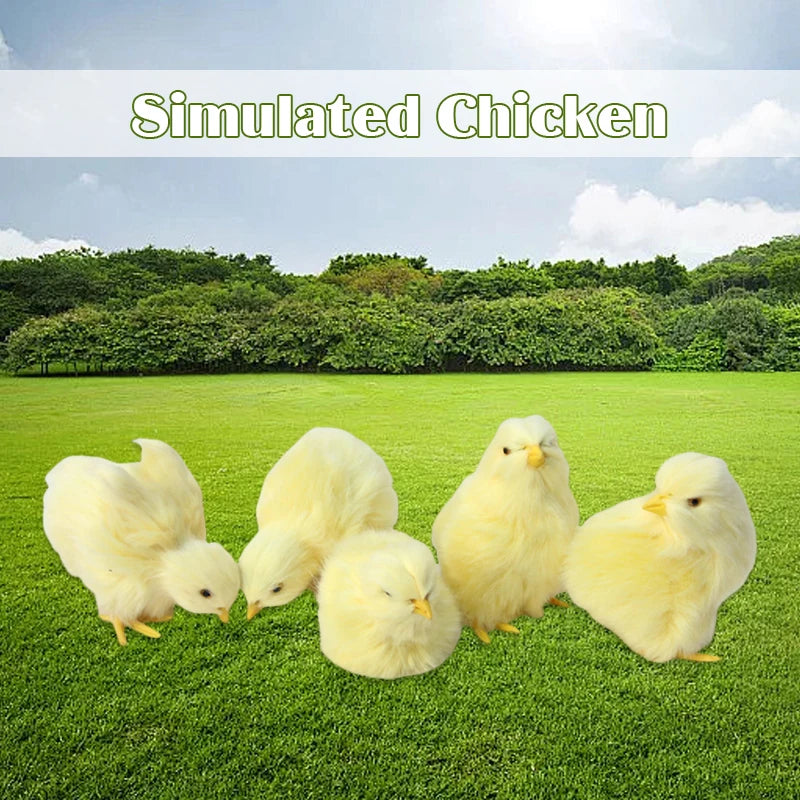 5‑Piece Simulation Baby Chick Set – Lifelike Faux Plush Easter Decorations, Cute Artificial Animal Figurines for Home, Display & Spring Decor
