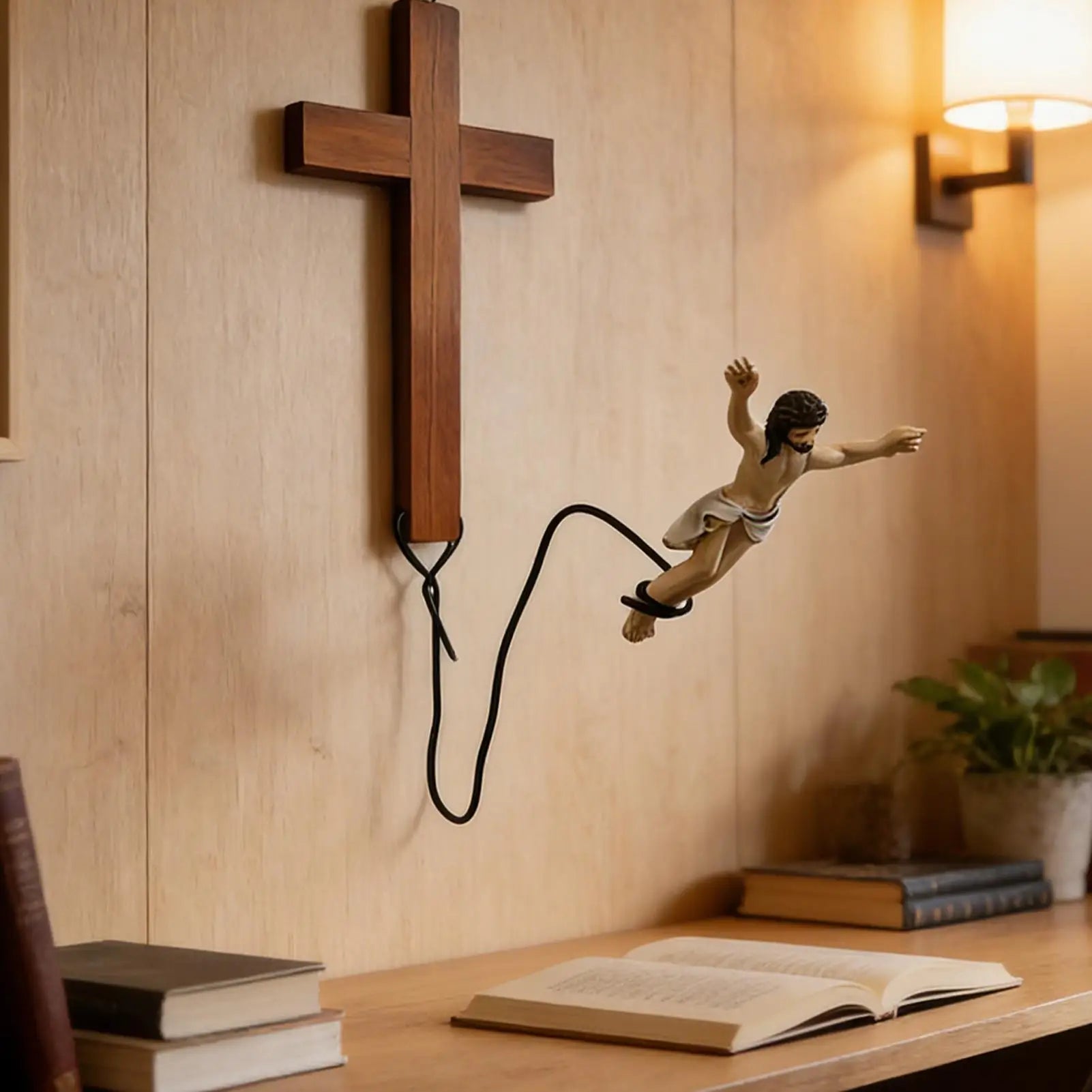 Jumping Jesus Figurine Wall Art