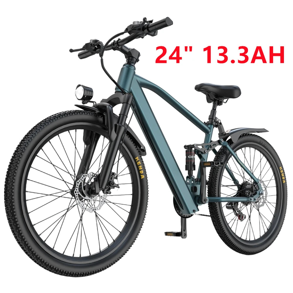 26"/24" Electric Mountain E‑Bike for Adults – 1000W Peak Motor, 36V 10.3Ah/13.3Ah Battery, 19.7 MPH Commuter Ebike
