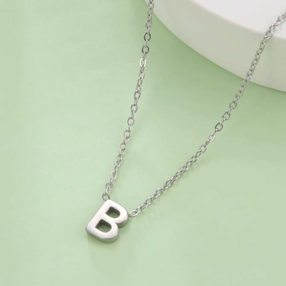 Minimalist Initial Necklace A–Z – Stainless Steel Letter Pendant Choker for Women (Gold & Steel)