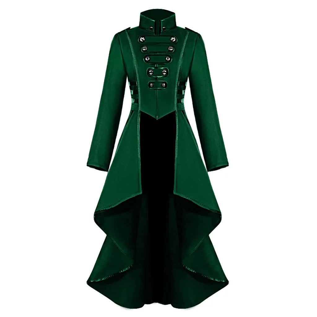 Women’s Gothic Steampunk Tailcoat Jacket | Retro Victorian Cosplay Coat | Medieval Halloween Tuxedo Dress