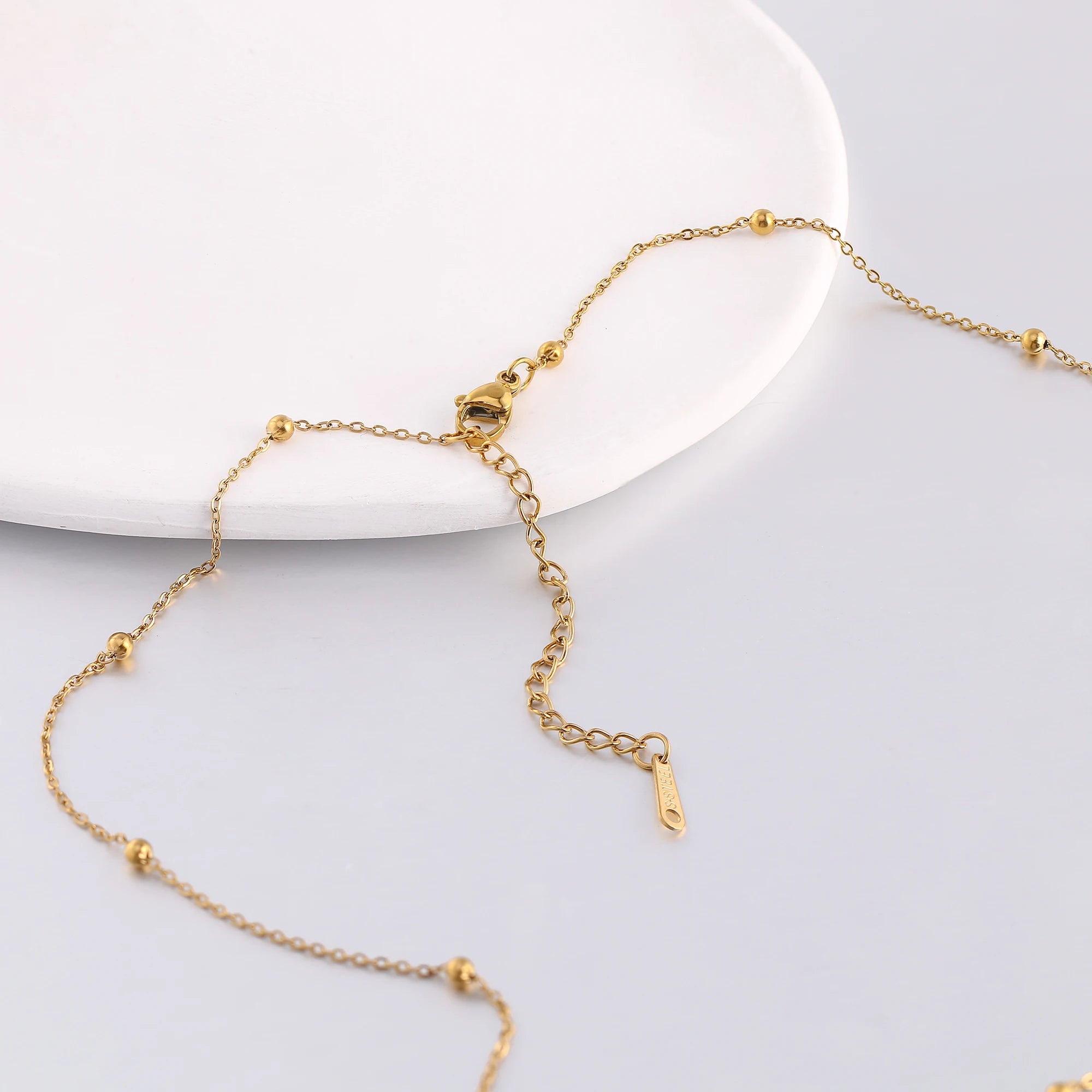5‑Piece Stainless Steel Chain Necklace Set – Bead, Rope, Cuban, Paperclip & Snake Link Chains for Women, 18K Gold & Steel DIY Jewelry