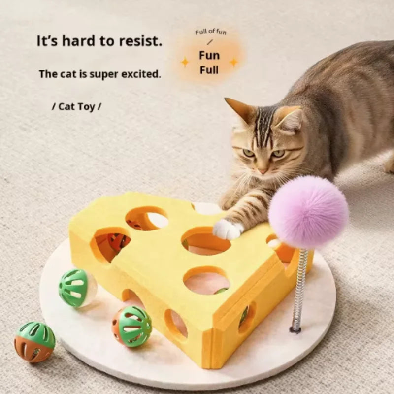 Interactive Cat Puzzle Maze Toy – Felt Box with Bell Ball for Smart Play