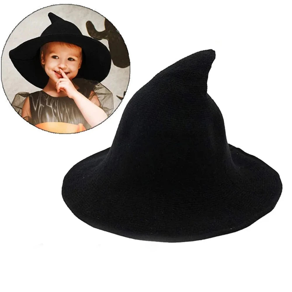 Vintage Wool Witch Hat for Halloween | Foldable Pointed Masquerade Hat | Cosplay Costume Accessory