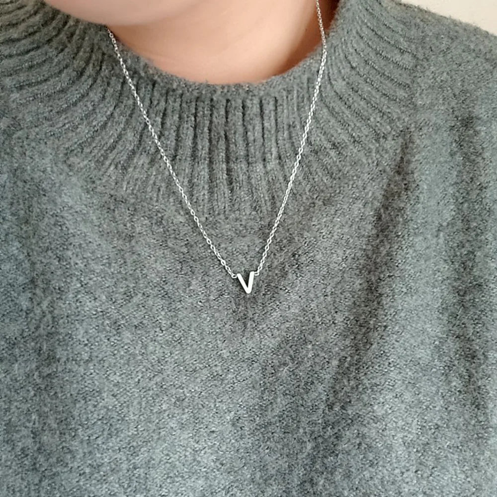 Minimalist Initial Necklace A–Z – Stainless Steel Letter Pendant Choker for Women (Gold & Steel)