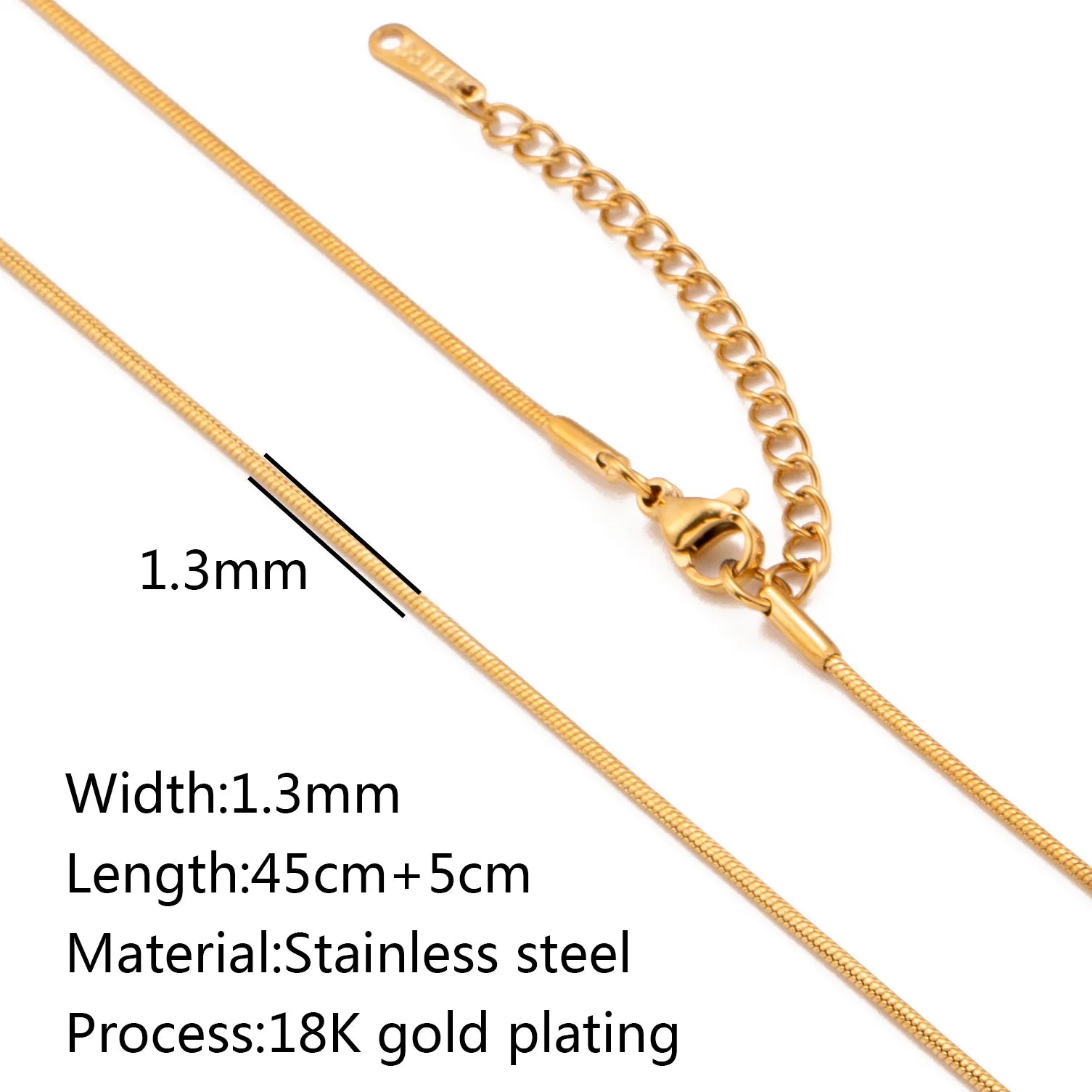 5‑Piece Stainless Steel Chain Necklace Set – Bead, Rope, Cuban, Paperclip & Snake Link Chains for Women, 18K Gold & Steel DIY Jewelry