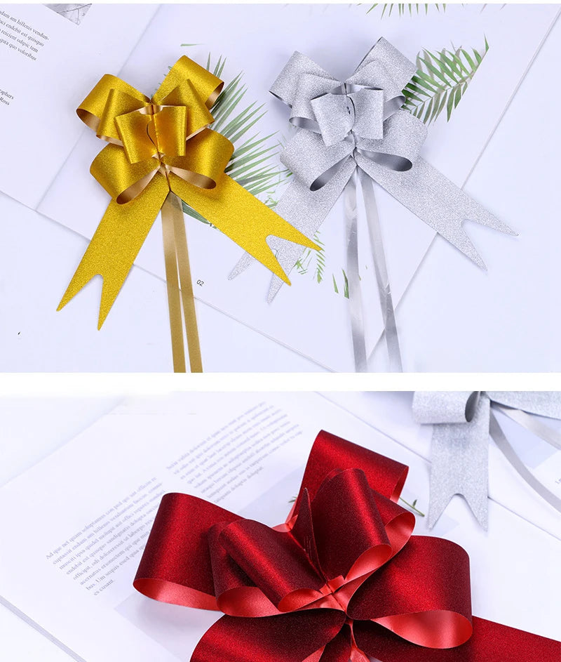 5–50pcs Large Pull Bow Ribbons – 4.5cm / 6.4cm Gift Bows for Presents, Wedding Car Décor, Gift Wrapping & Party Packaging