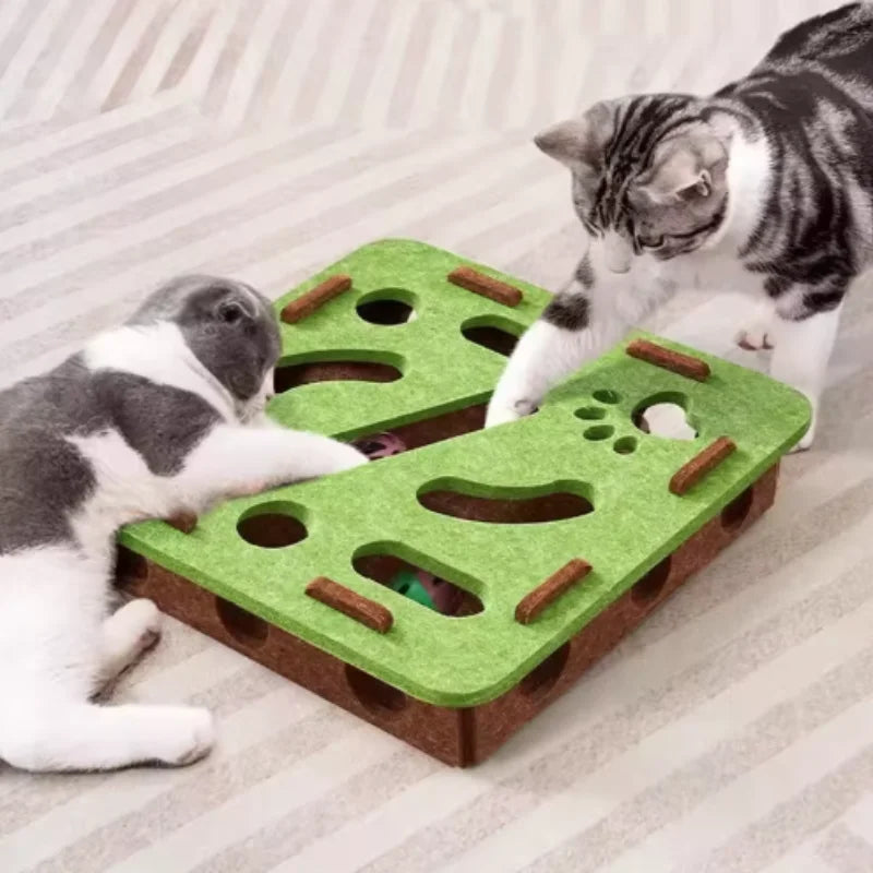Interactive Cat Puzzle Maze Toy – Felt Box with Bell Ball for Smart Play