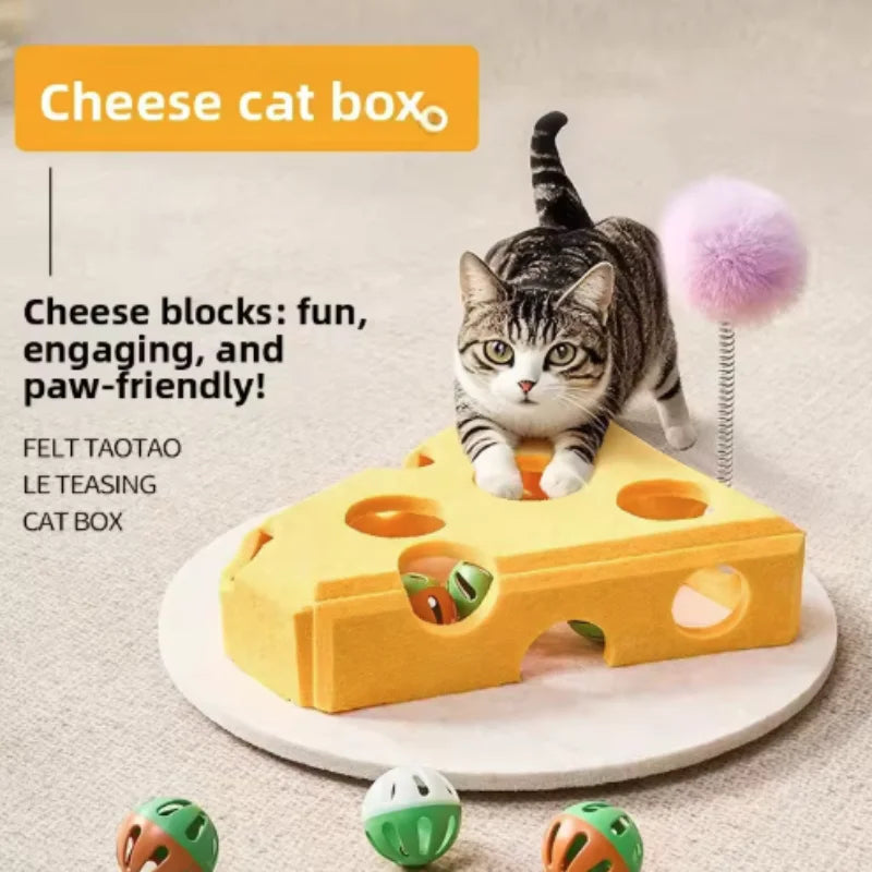 Interactive Cat Puzzle Maze Toy – Felt Box with Bell Ball for Smart Play