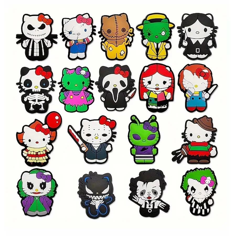 18pcs Halloween Cat Shoe Charms | PVC Decorations for Clogs, Bubble Slides & Bogg Bags