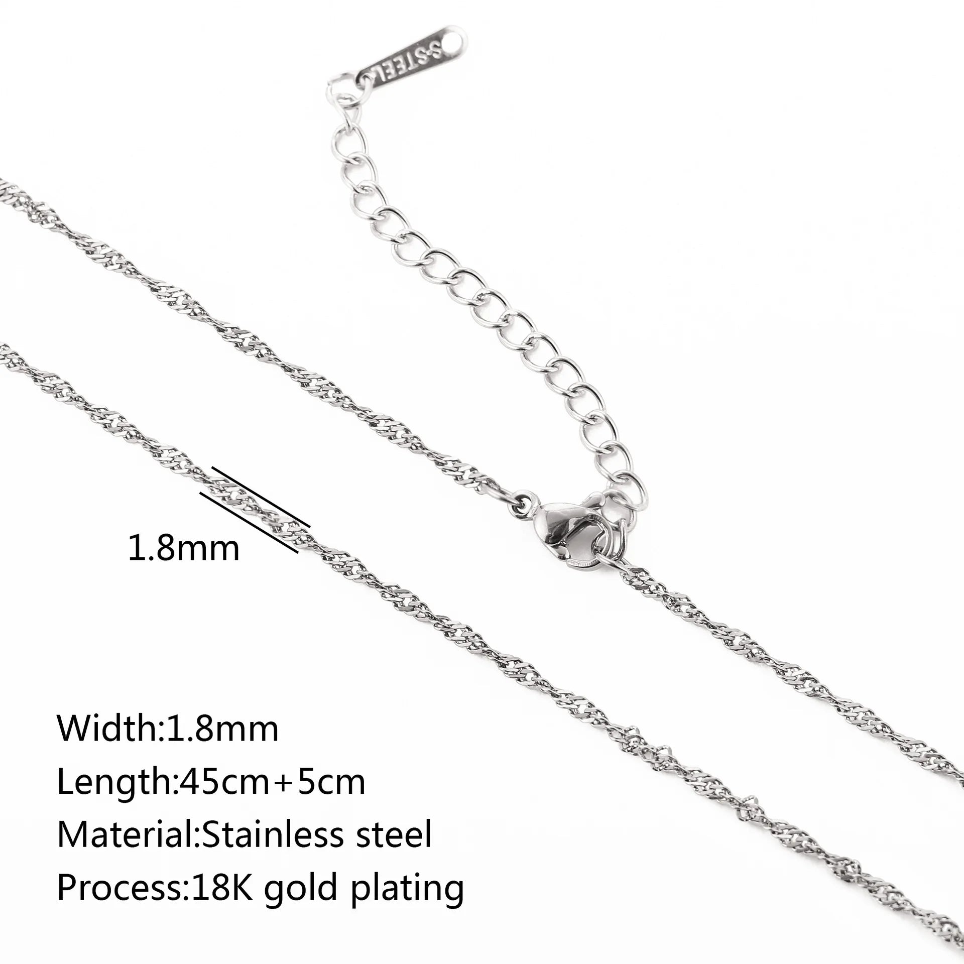 5‑Piece Stainless Steel Chain Necklace Set – Bead, Rope, Cuban, Paperclip & Snake Link Chains for Women, 18K Gold & Steel DIY Jewelry