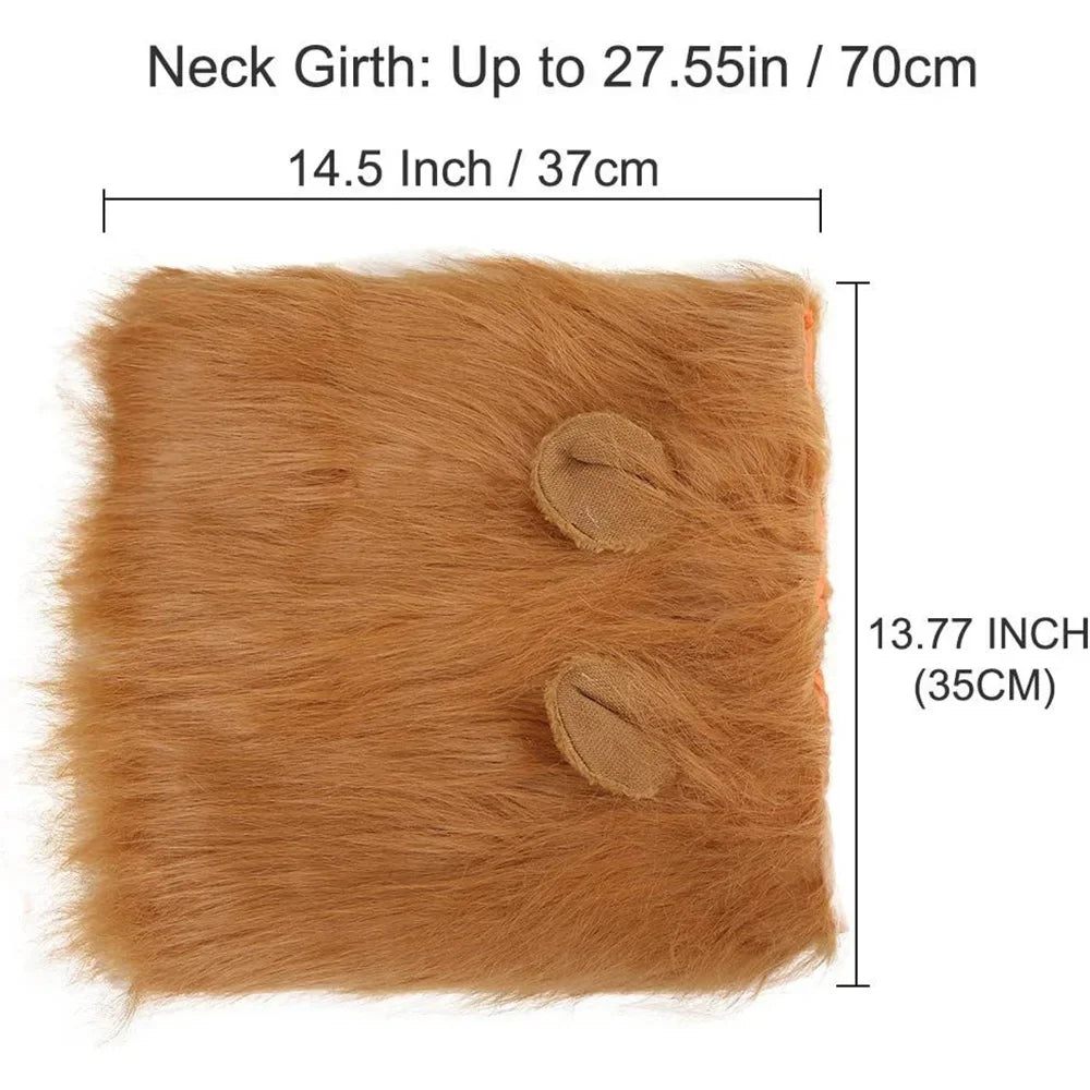 Realistic Lion Mane Dog Costume | Medium & Large Dog Cosplay Wig with Ears | Halloween Pet Outfit