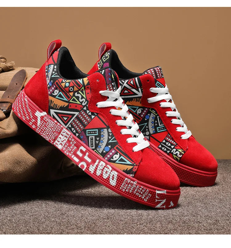 Mens Casual Sport Shoes 2025 Autumn Fashion Comfort Non Slip Casual Sneakers Platform Outdoor Running Shoes Graffiti Board Shoes
