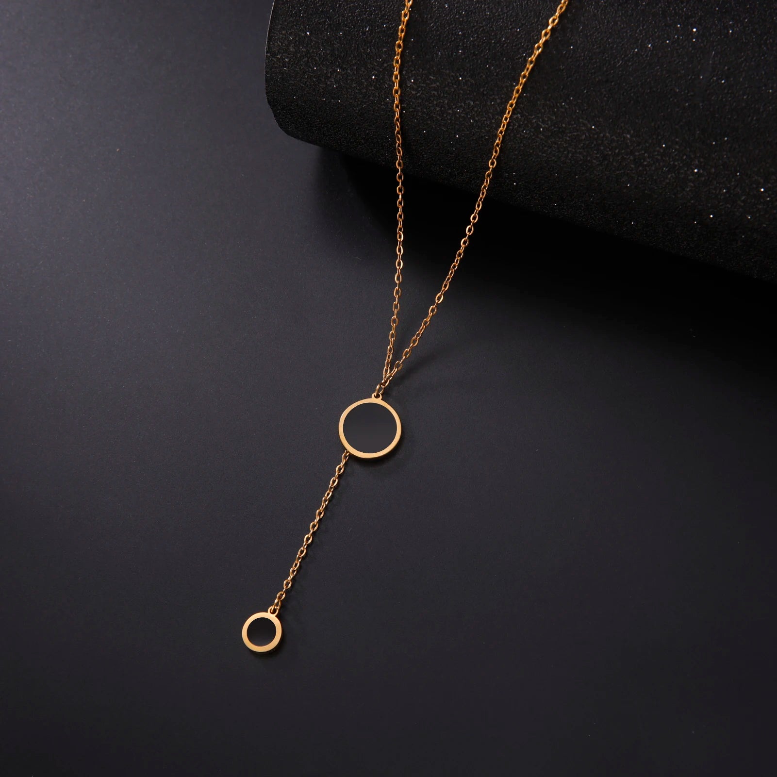 Multilayer Snake Chain Necklace for Women – Stainless Steel Round Disc Pendant (Gold & Steel)