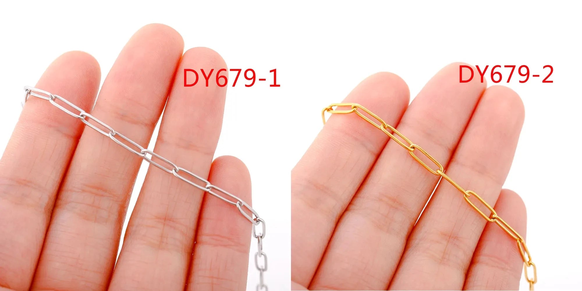 5‑Piece Stainless Steel Chain Necklace Set – Bead, Rope, Cuban, Paperclip & Snake Link Chains for Women, 18K Gold & Steel DIY Jewelry